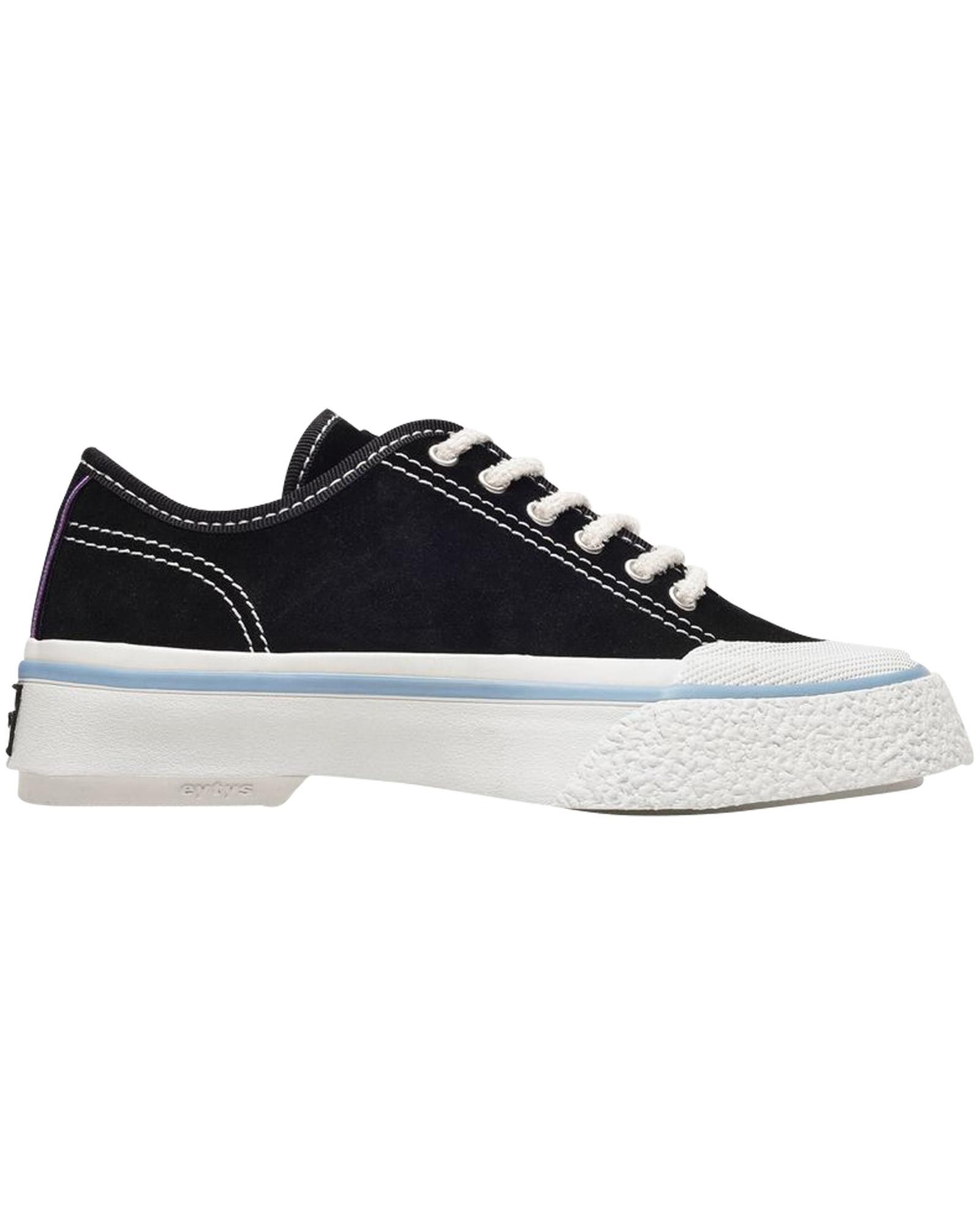image of Eytys Suede Leather Sneakers With Sky Blue Trim And Platform Soles in Black, Women's (Size 10)