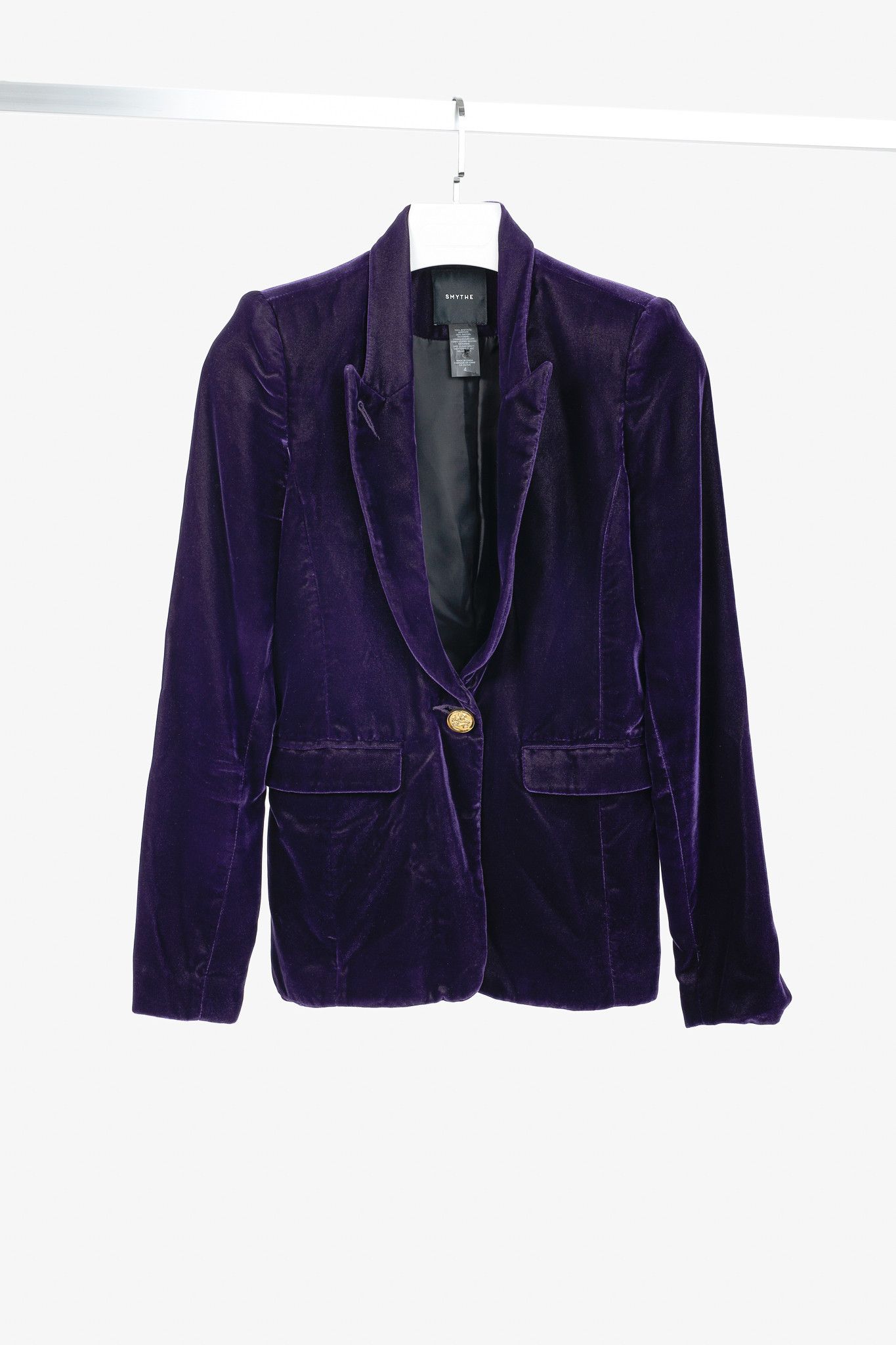 SMYTHE Smythe Purple Velvet Peaked Lapel Blazer Size S / US 4 / IT 40 - 1 Thumbnail