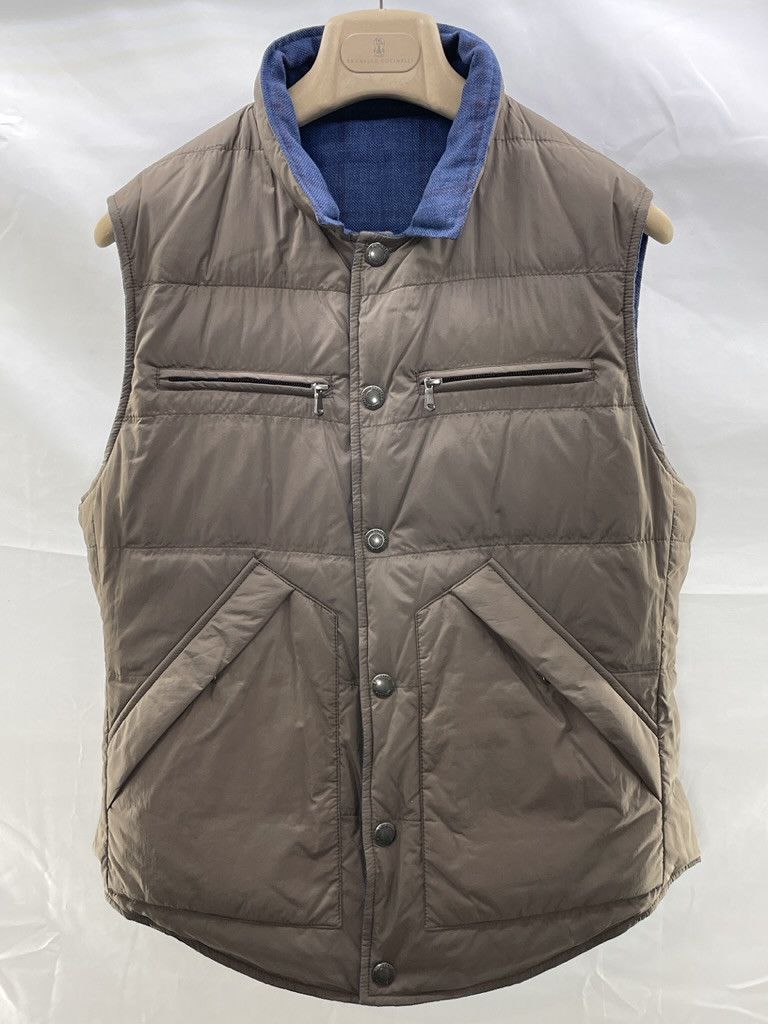 Brunello Cucinelli BRUNELLO CUCINELLI Linen Wool Silk Down Reversible Vest Size US M / EU 48-50 / 2 - 5 Thumbnail
