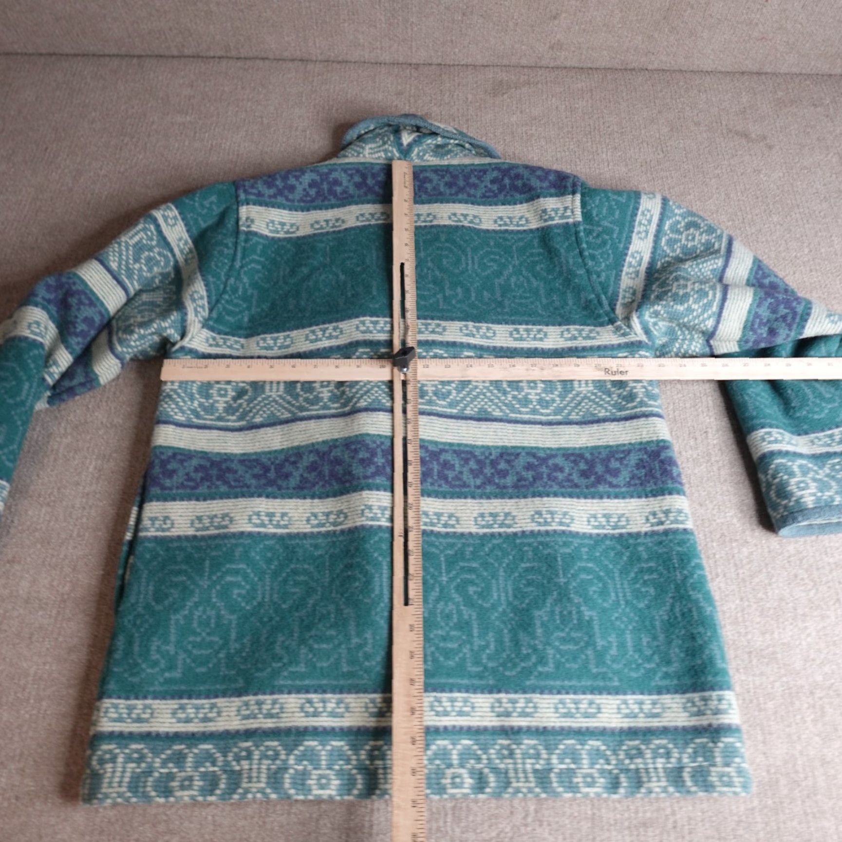 Eddie Bauer VINTAGE Eddie Bauer Womens Jacket XL Blue Wool Blend Shawl Toggle Geometric Aztec - Made in USA Size XL / US 12-14 / IT 48-50 - 3 Thumbnail