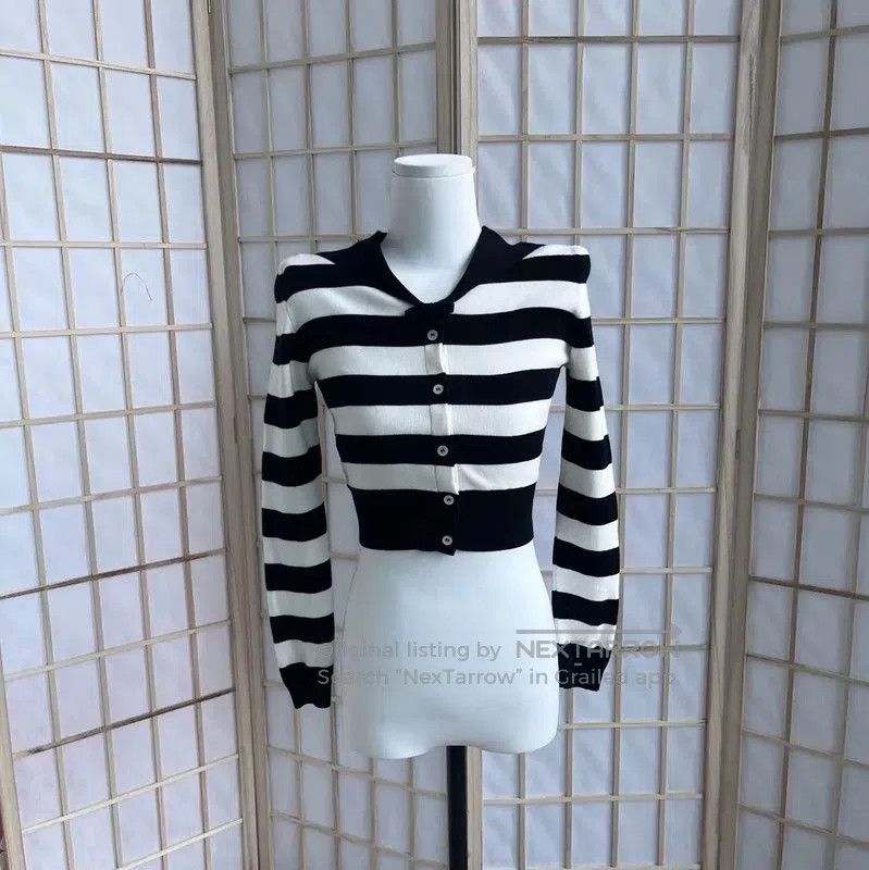 Miu Miu Miu Miu Striped Cropped Sweater . Size S / US 4 / IT 40 - 1 Thumbnail
