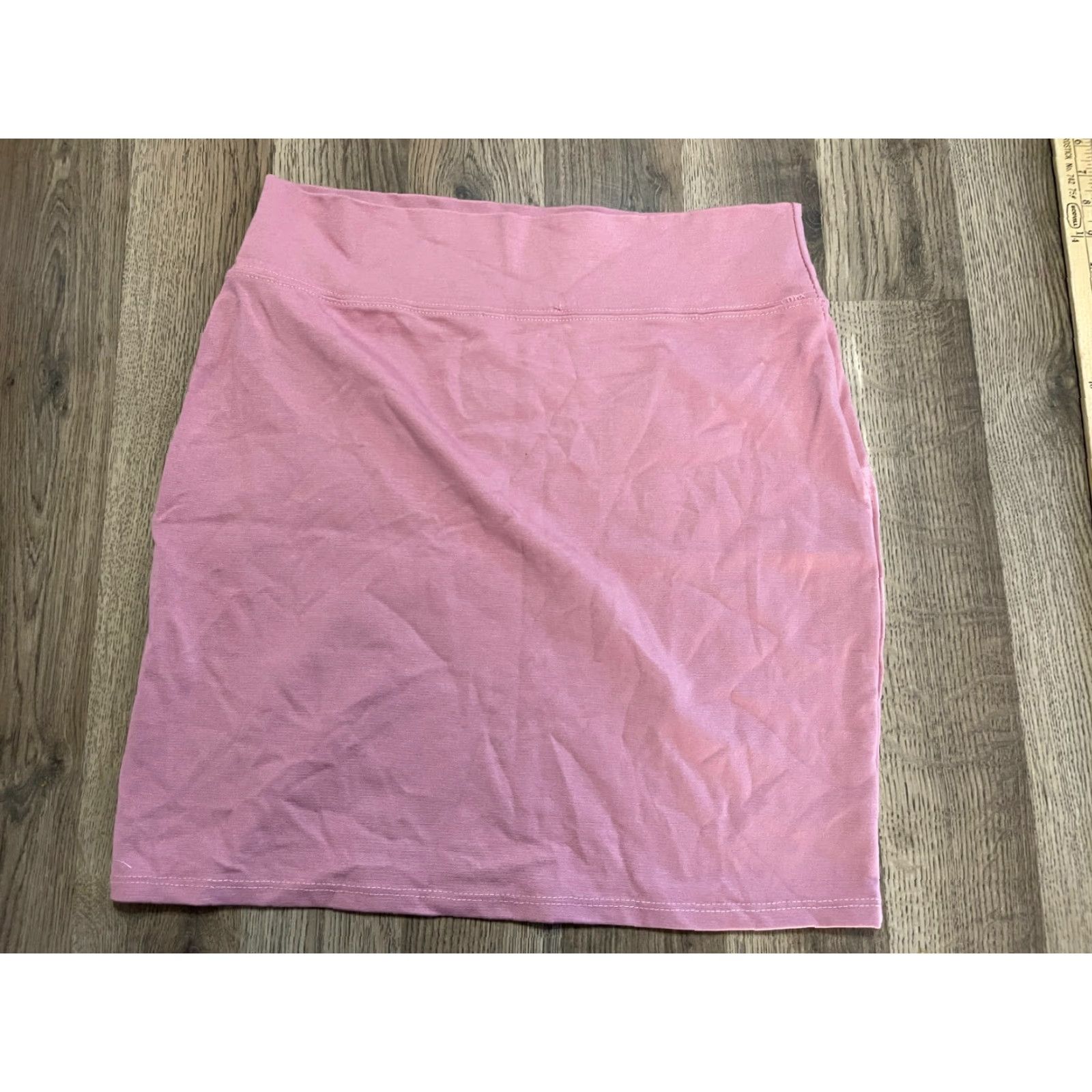 Vintage Sweet Skirt Women's XL Pink Pull On Mini Pencil Straight Cut Skirt Solid Casual Fall Spring Summer Men? Girls? Size 40" / US 18 - 2 Thumbnail