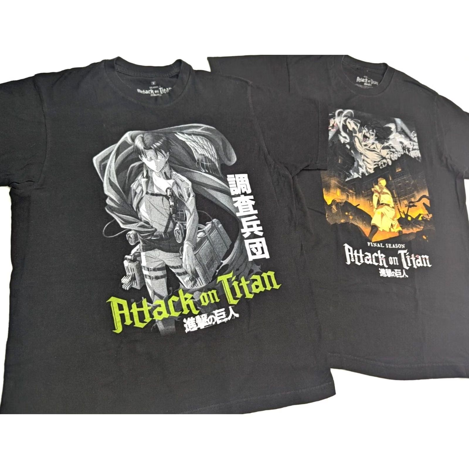 Ripple Junction Ripple Junction Manga Shirt LOT x 2, Attack on Titan Short Sleeve Crew Neck, Black, Size M, Men, T-Shirt, Graphic Print, Anime, 2 Pack Size US M / EU 48-50 / 2 - 2 Thumbnail