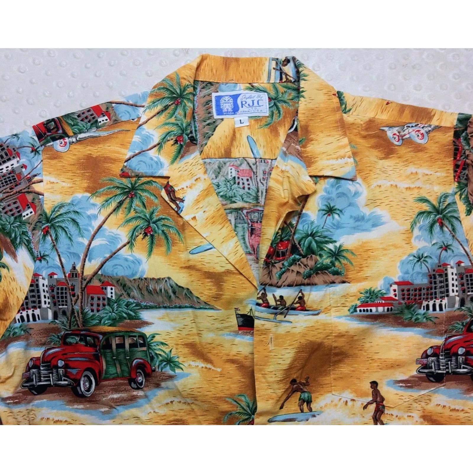 Vintage RJC 100% Cotton Woody Wagon Hula Girls Surfboard Hawaiian Surfer Shirt L Mens Size US L / EU 52-54 / 3 - 4 Thumbnail
