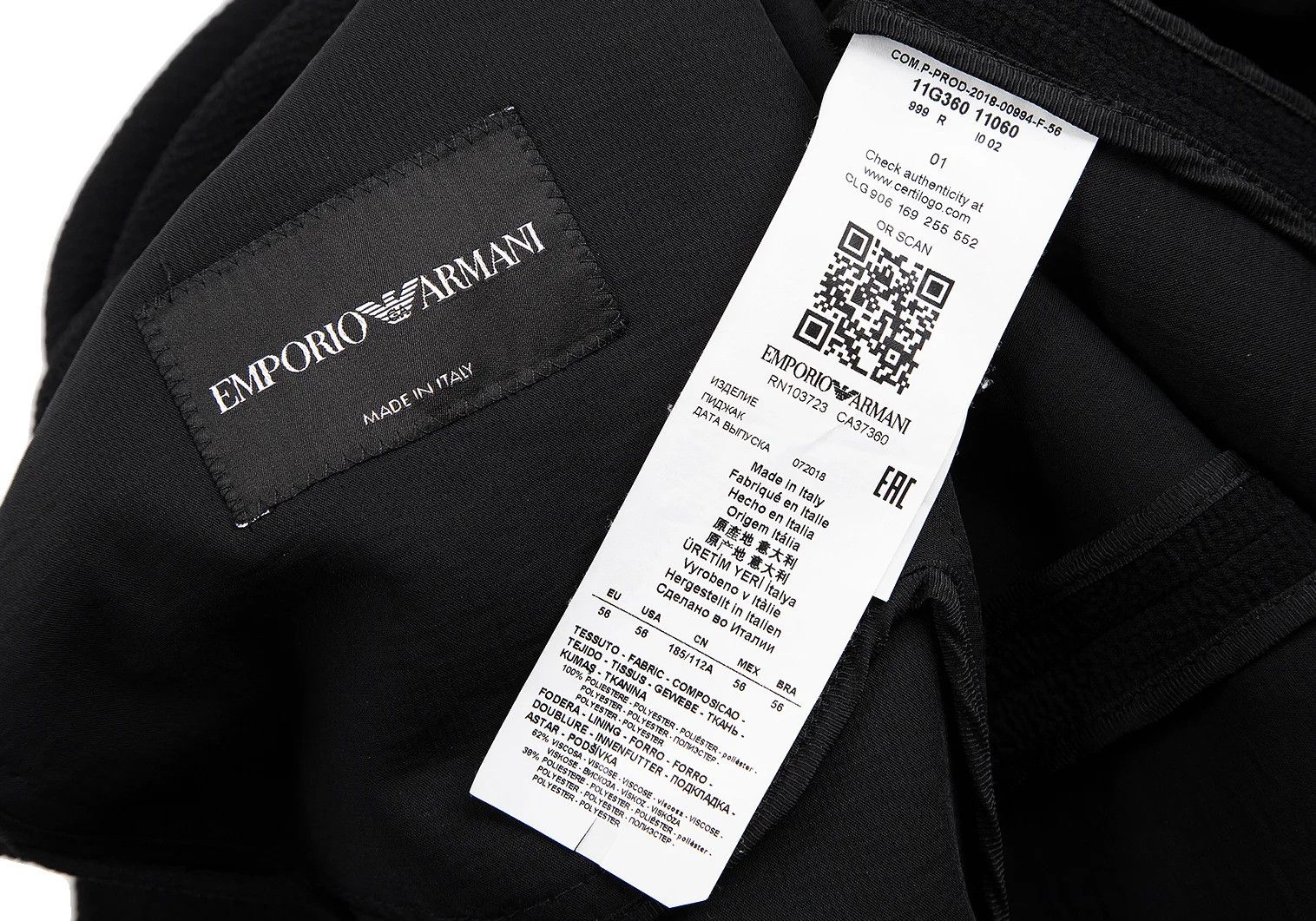 Emporio Armani Black Polyester Snap Button Jacket Size 56 Size US XL / EU 56 / 4 - 18 Thumbnail