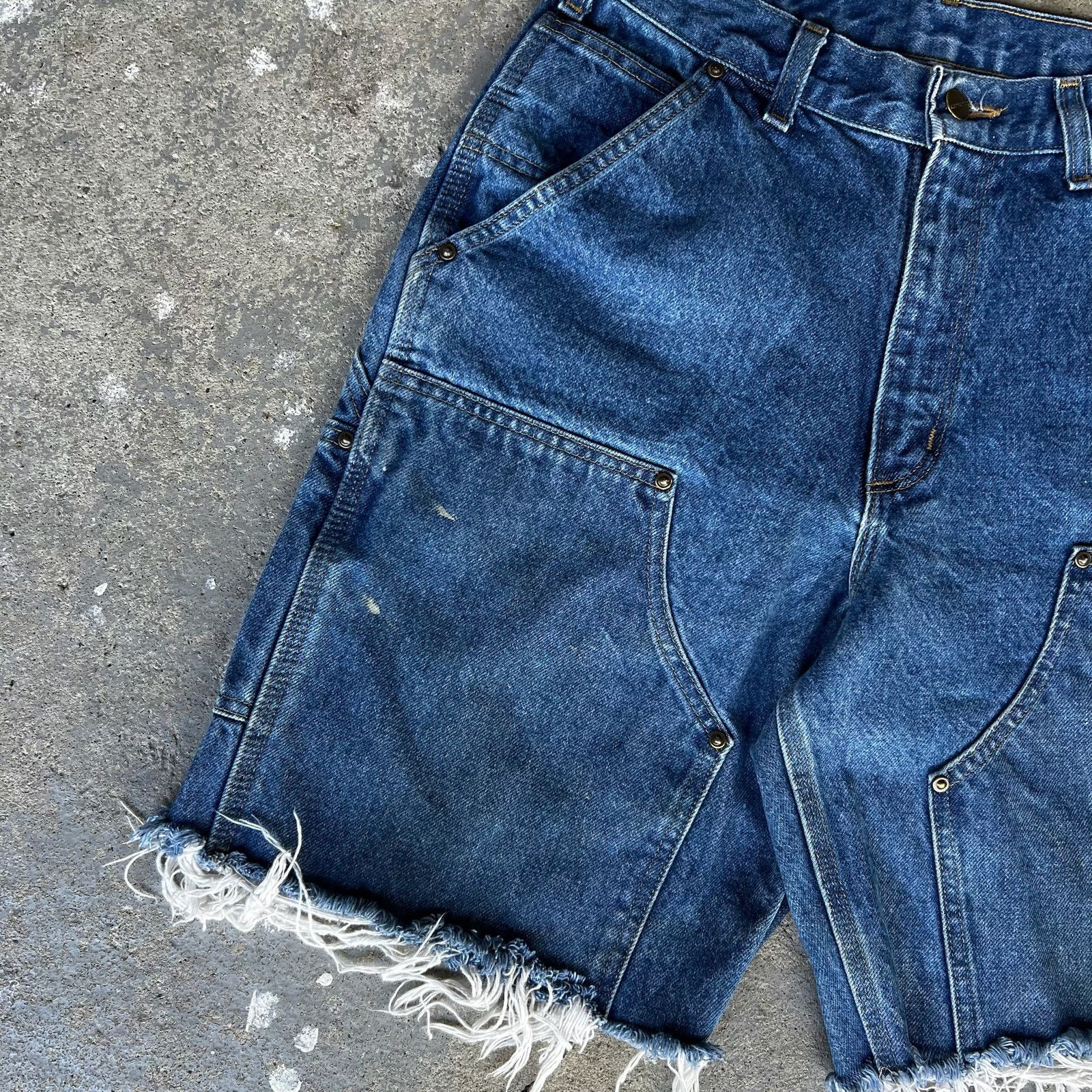 Carhartt × Vintage Carhartt denim blue jean double knee work carpenter shorts Size US 29 - 2 Thumbnail