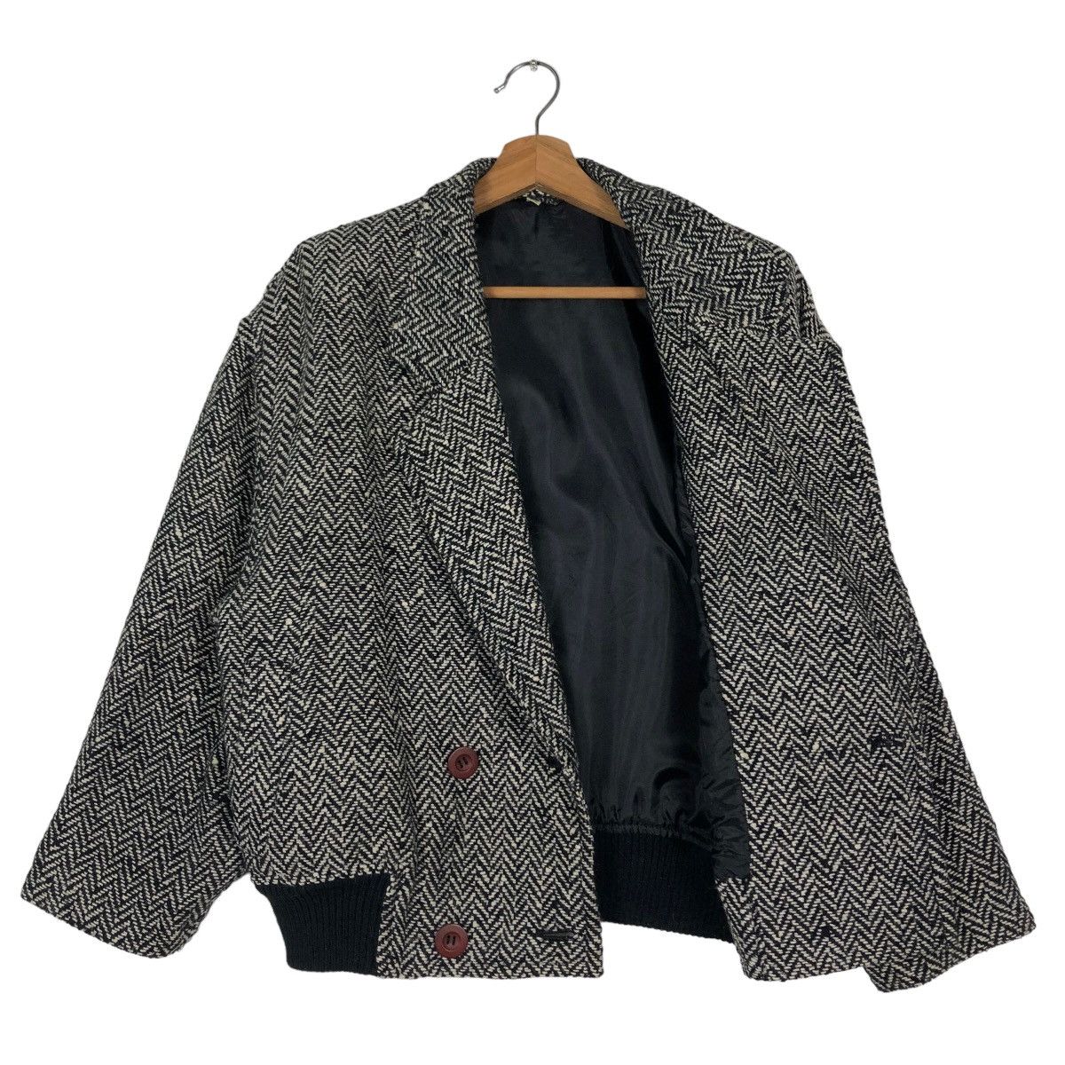 Issey Miyake 🔥Vintge Wool Bomber Jacket Herringbone Reor Japan Made Size US M / EU 48-50 / 2 - 11 Thumbnail