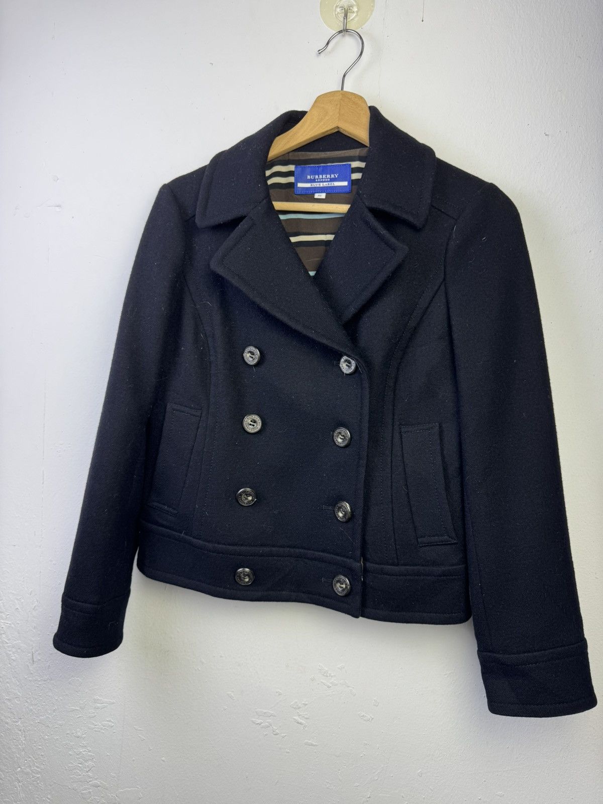 Burberry Burberry Blue Label navy double-breasted peacoat. Size L / US 10 / IT 46 - 3 Thumbnail