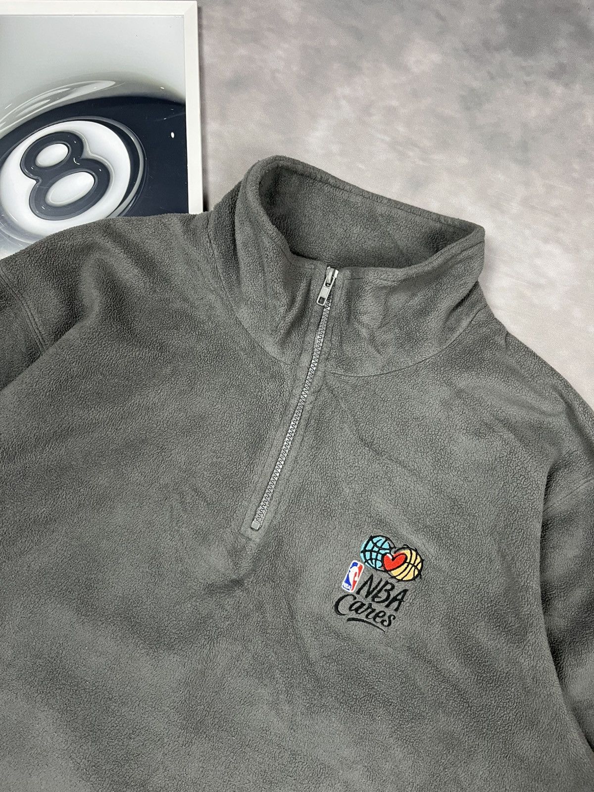 Reebok Vintage Reebok NBA Cares 1/4 Zip Fleece Pullover Grey Mens L Size US XL / EU 56 / 4 - 3 Thumbnail