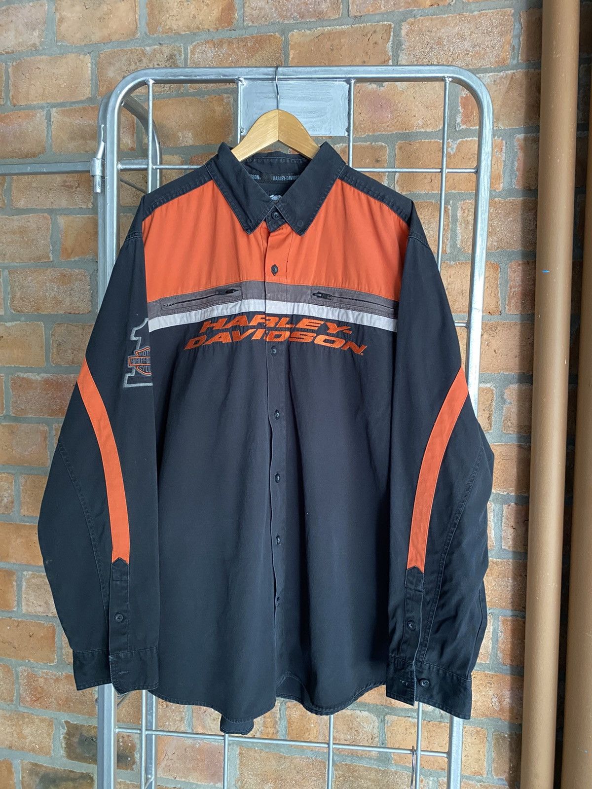 Harley Davidson Harley Davidson Black & Orange Racing Shirt Size US XL / EU 56 / 4 - 1 Thumbnail