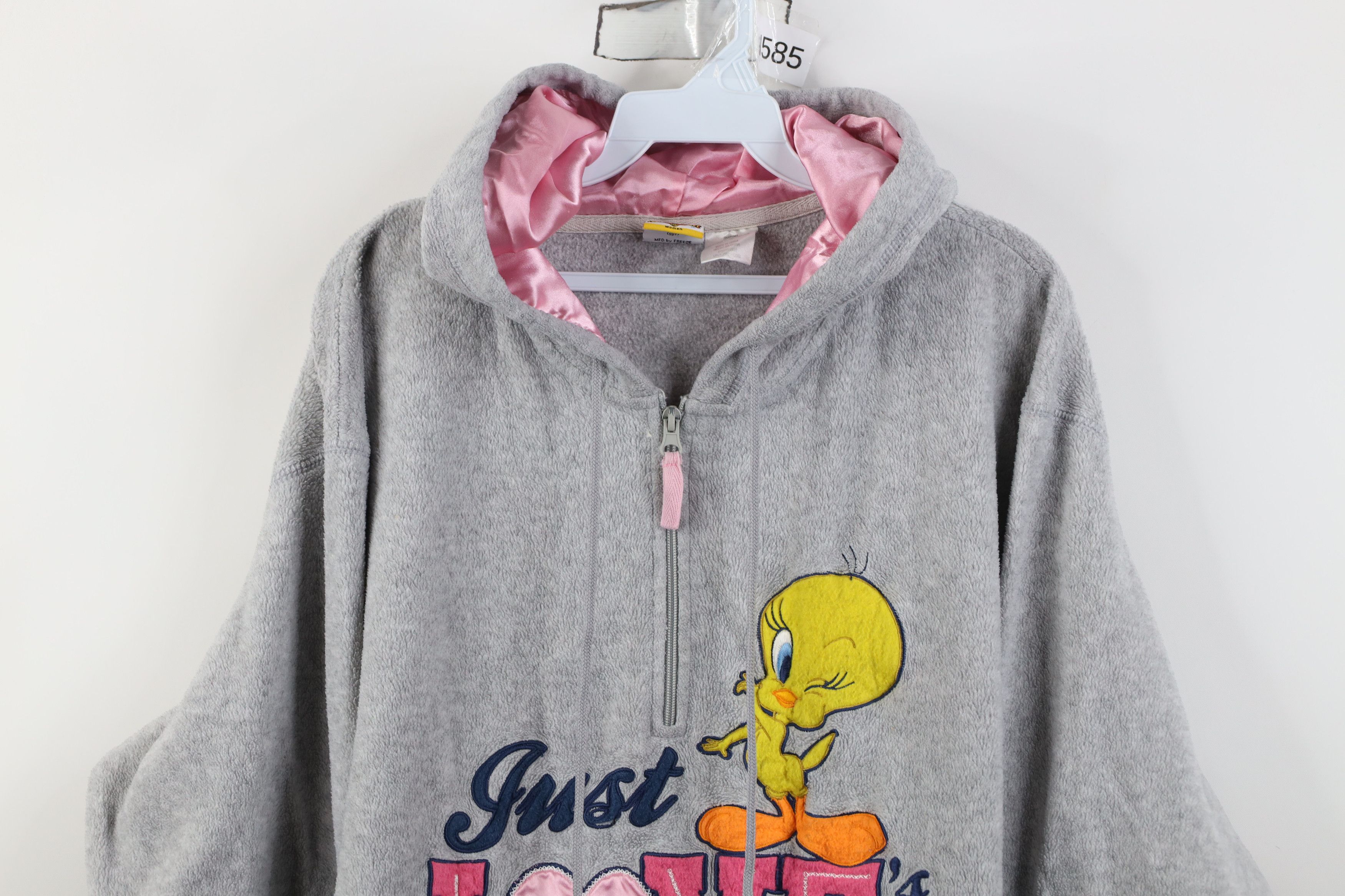 Vintage Vintage 90s Looney Tunes Tweety Bird Love Half Zip Hoodie Size 3XL / US 20-22 - 2 Thumbnail