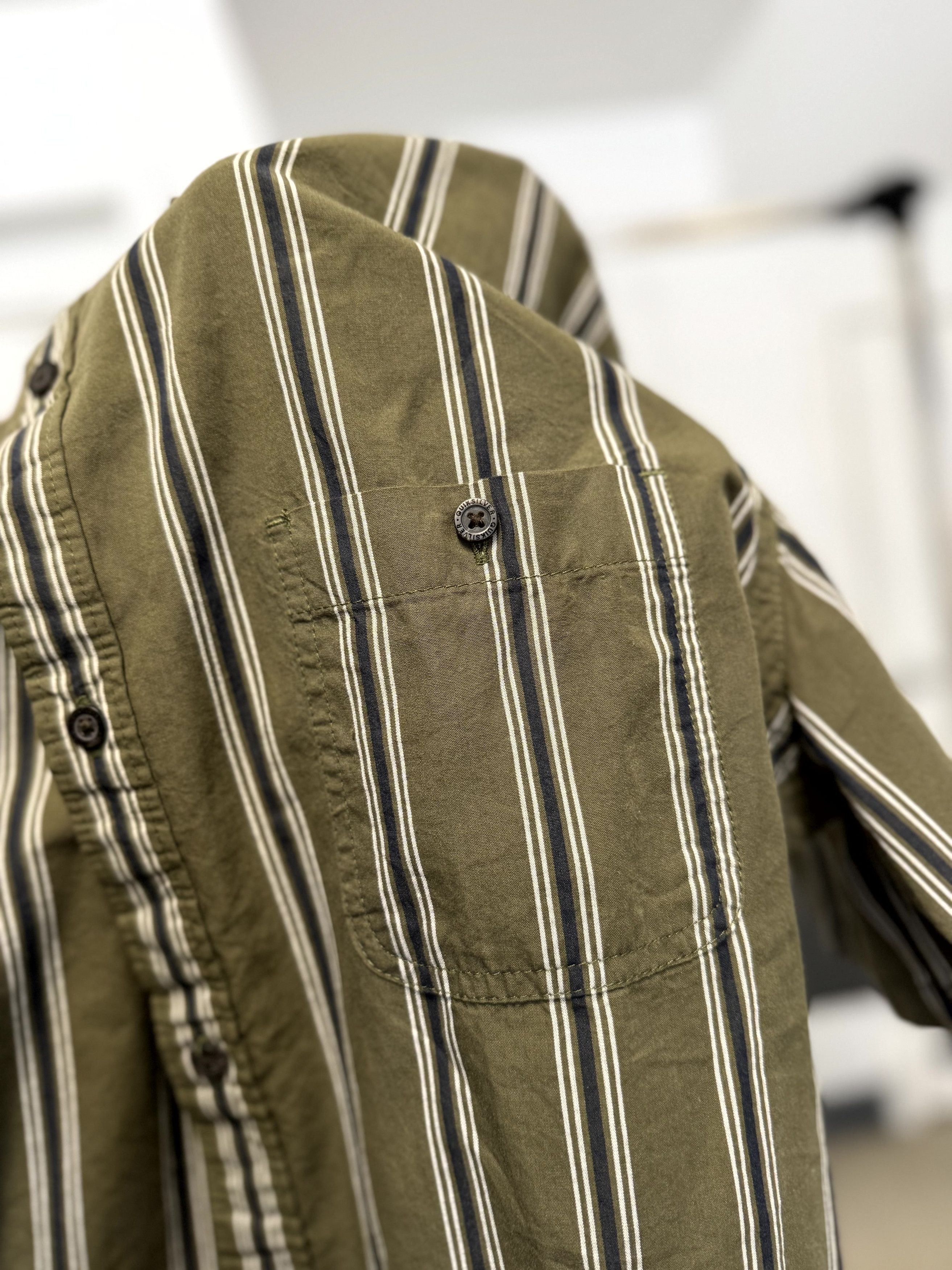 Quicksilver × Quiksilver Quiksilver Green Button Up - Vertical Stripes Size US L / EU 52-54 / 3 - 5 Thumbnail
