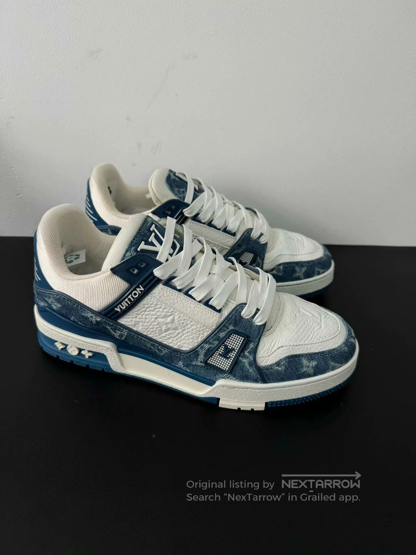 Louis Vuitton lv trainer blue and white sneaker. Size US 7 / EU 40 - 3 Thumbnail