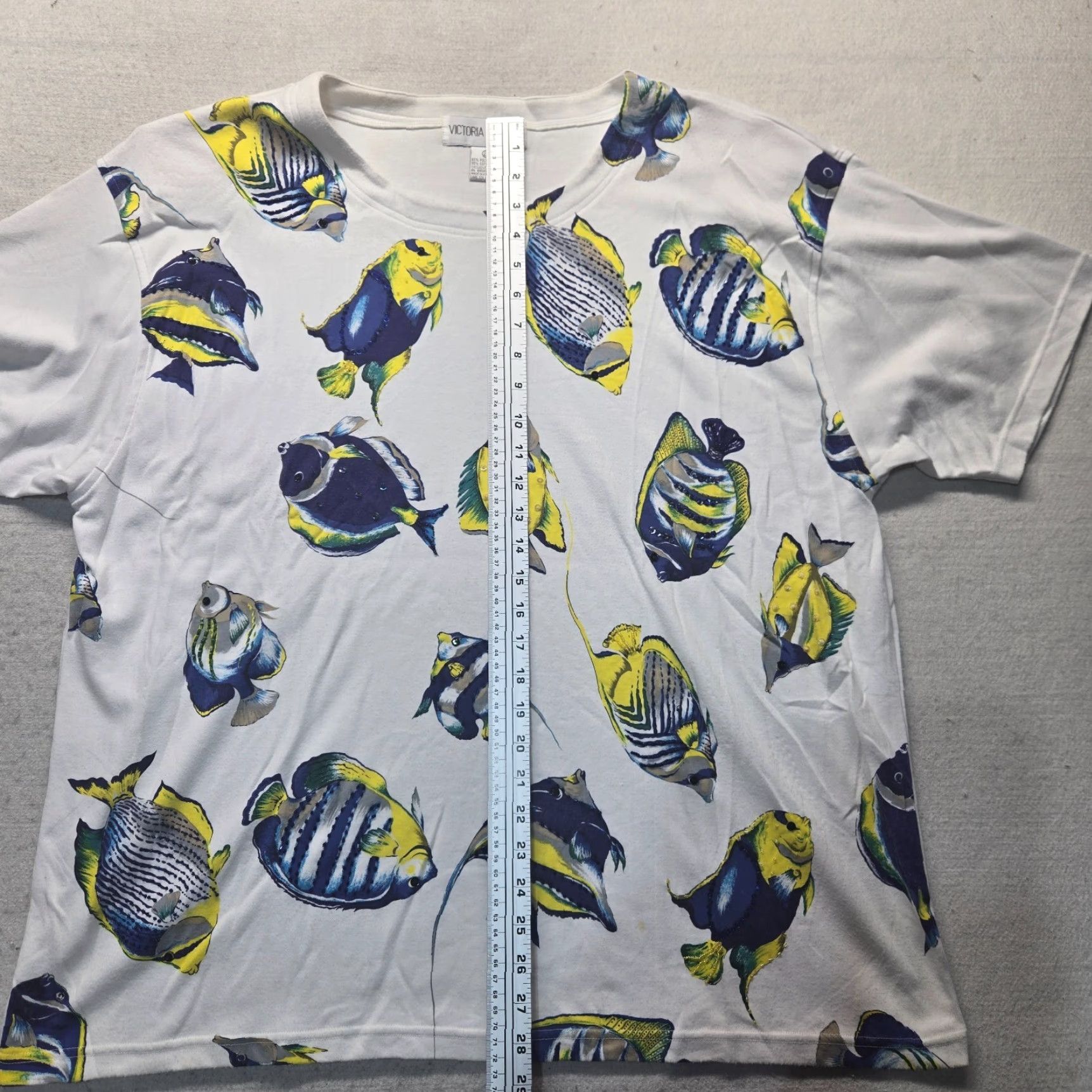 Vintage VINTAGE Victoria Jones Shirt Adult 2X White Beaded Fish Women's Plus Size 2X - Fish Theme, Beaded Accents, Crew Neck Size XXL / US 16-18 / IT 52-54 - 7 Thumbnail