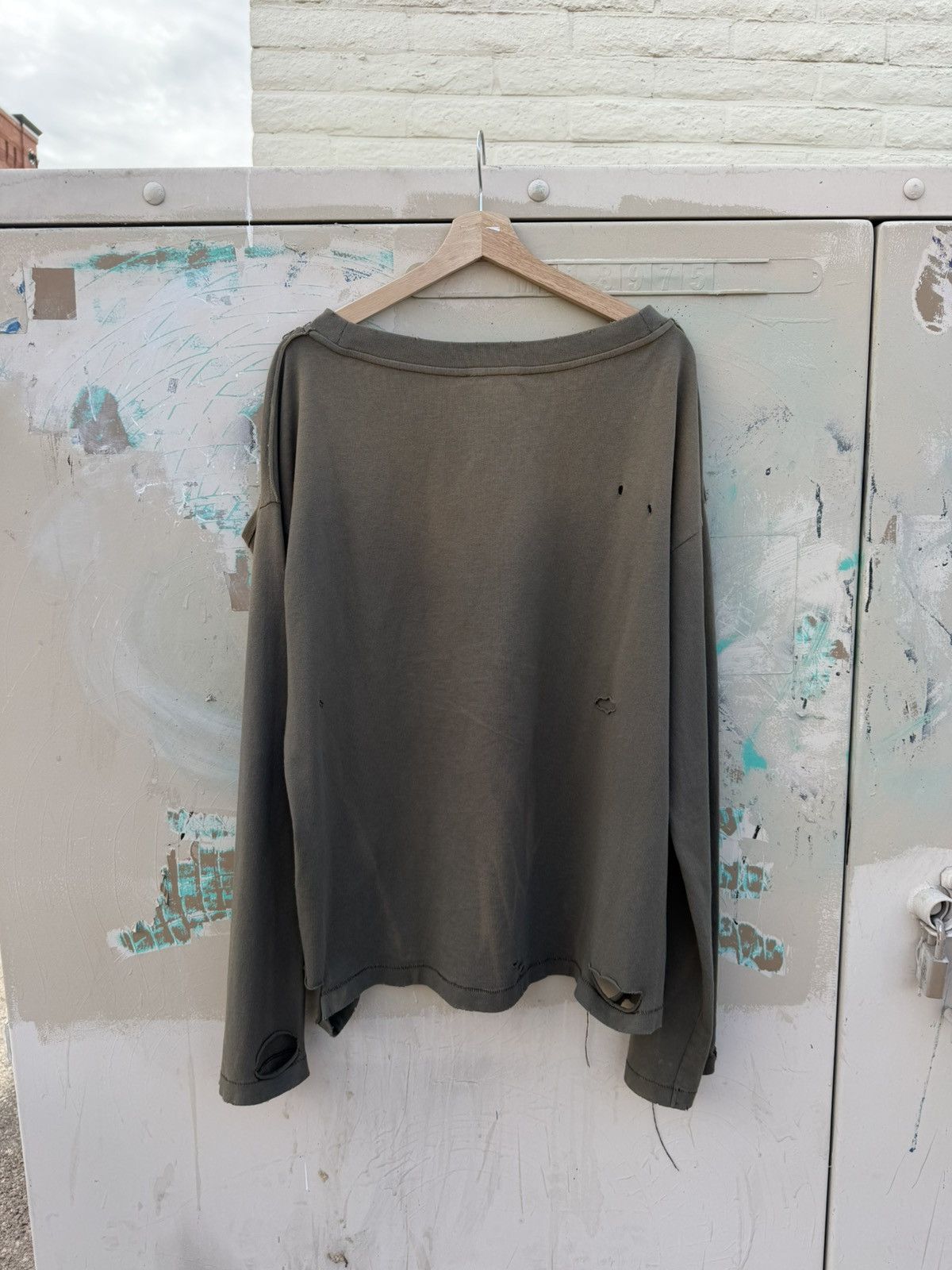 Acne Studios Acne Studios Sage Green Pearlized and Distressed Long Sleeve Size US M / EU 48-50 / 2 - 9 Thumbnail