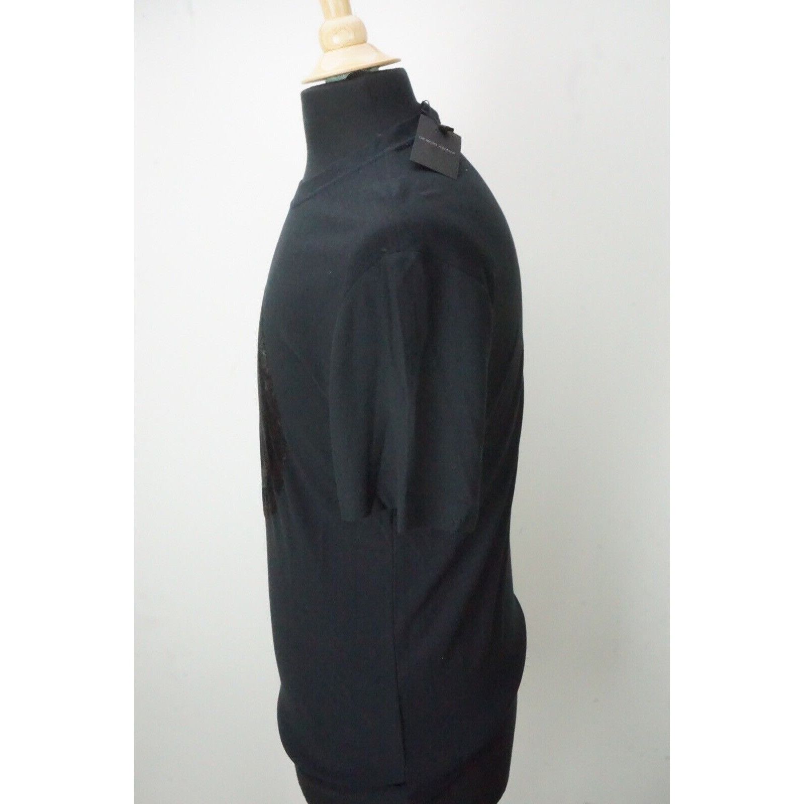 Giorgio Armani Giorgio Armani Black Label Black BIG Logo Silk Blend T Shirt Size US M / EU 48-50 / 2 - 2 Thumbnail