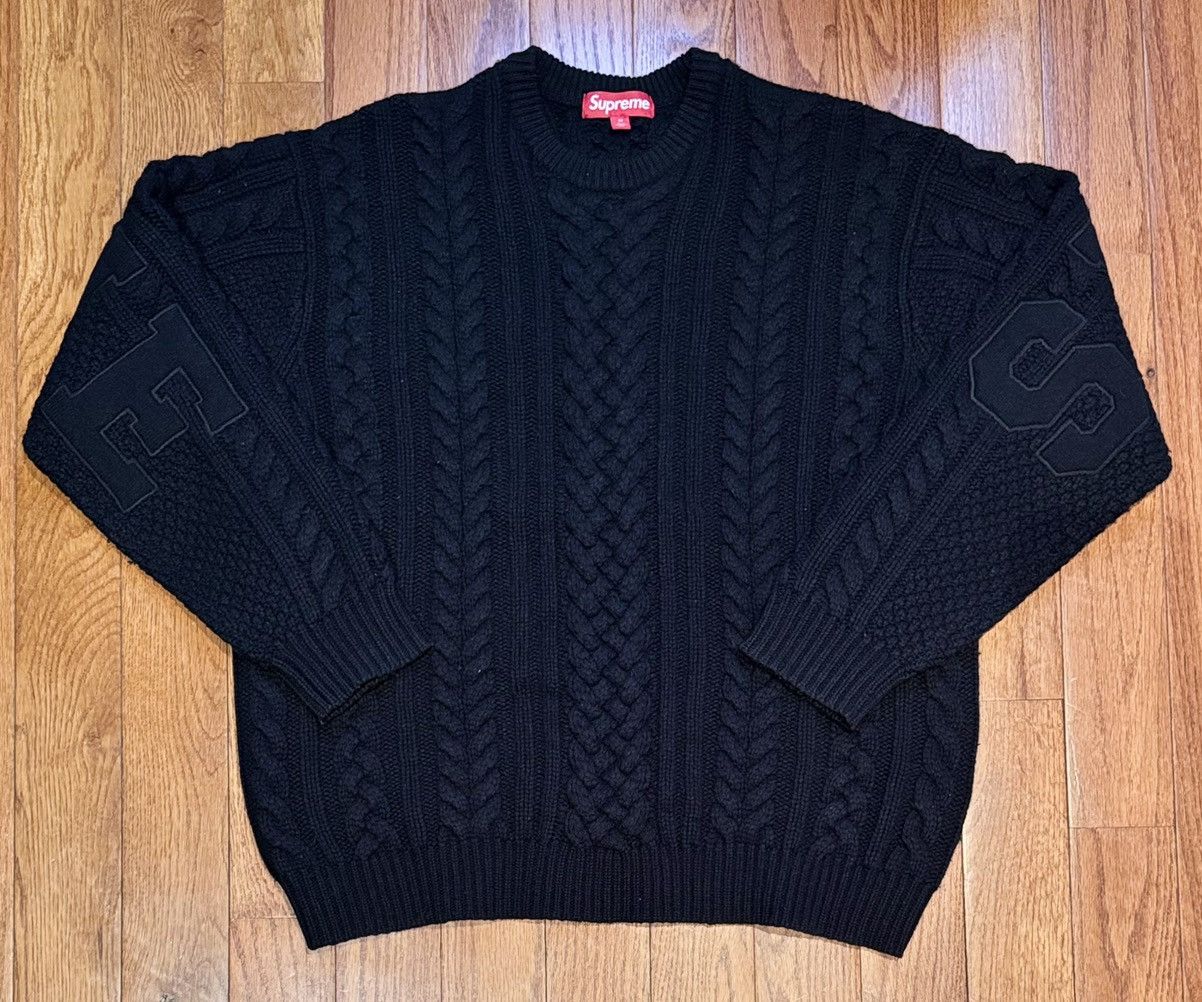 Supreme Supreme Appliqué Cable Knit Sweater | Grailed