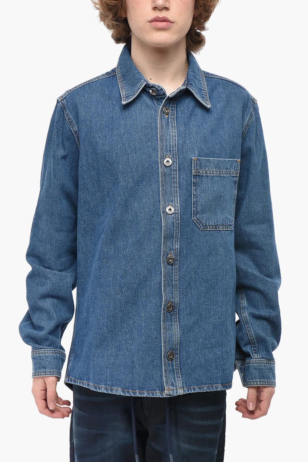 Off-White og1mm0526 Dark-Wash Denim Shirt in Blue Size US M / EU 48-50 / 2 - 1 Thumbnail