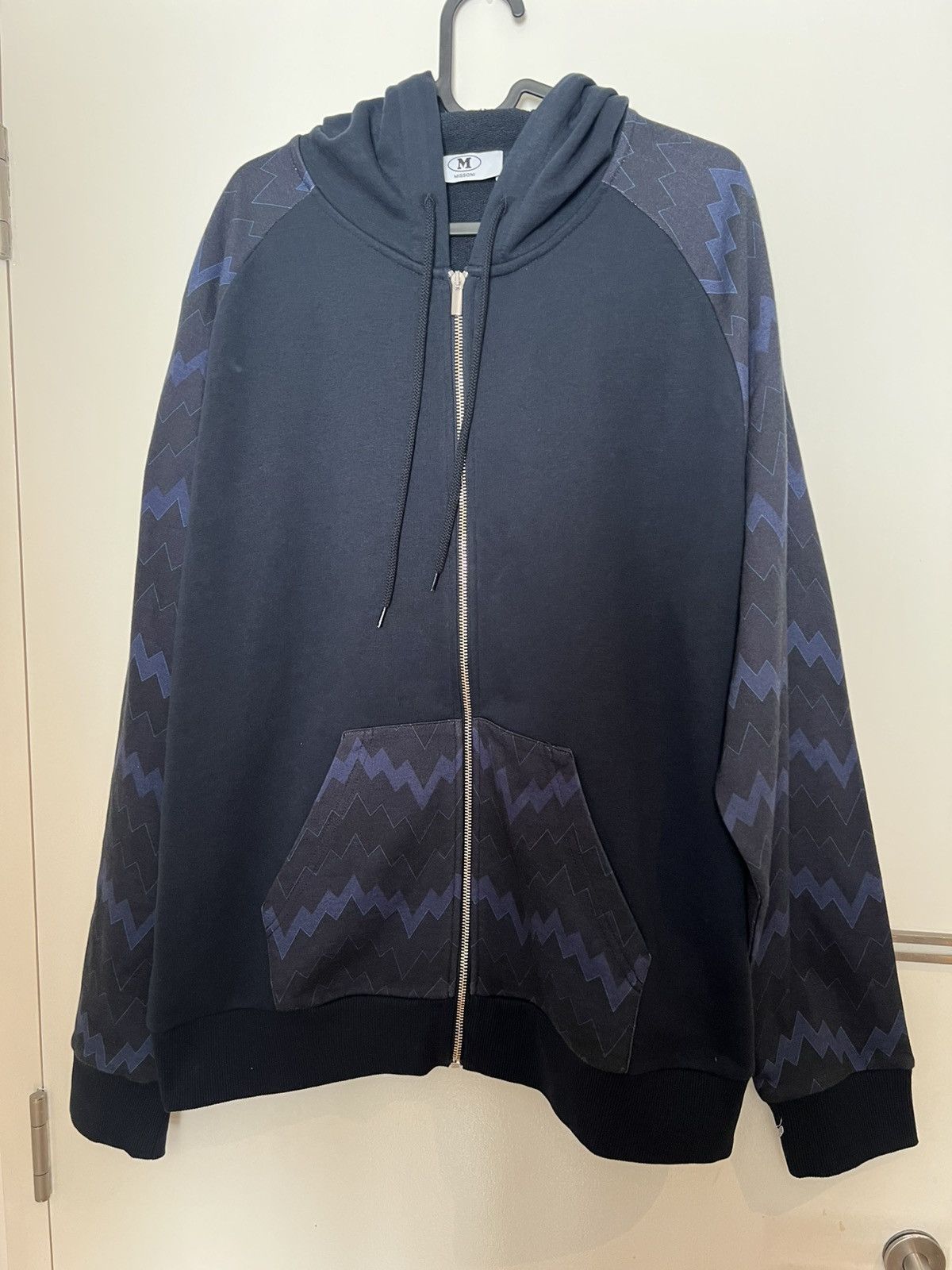 Missoni Missoni Men's Zig Zag Pattern Zip Hoodie Navy Blue X-Large Size US XL / EU 56 / 4 - 5 Thumbnail