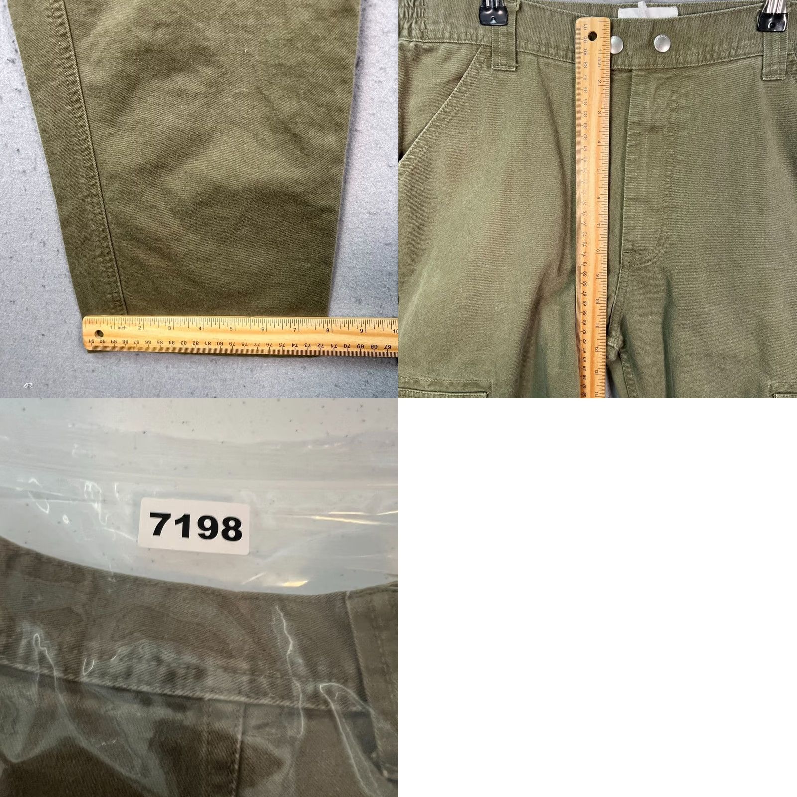Frame Frame Mens Cargo Pants 31x27 Green Cotton Relaxed Front Pants Mens Stretch Straight 100% Cotton Cargo Style Size US 31 - 8 Thumbnail