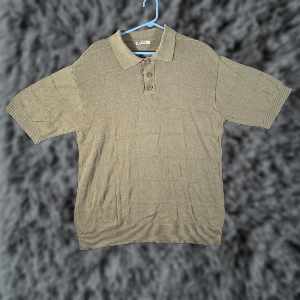 Zara Zara Knit Polo Sweater Size M Beige Textured Quiet Luxury Old Money Minimalist Resort Pullover Mens Knit Cotton Size US M / EU 48-50 / 2 - 1 Thumbnail