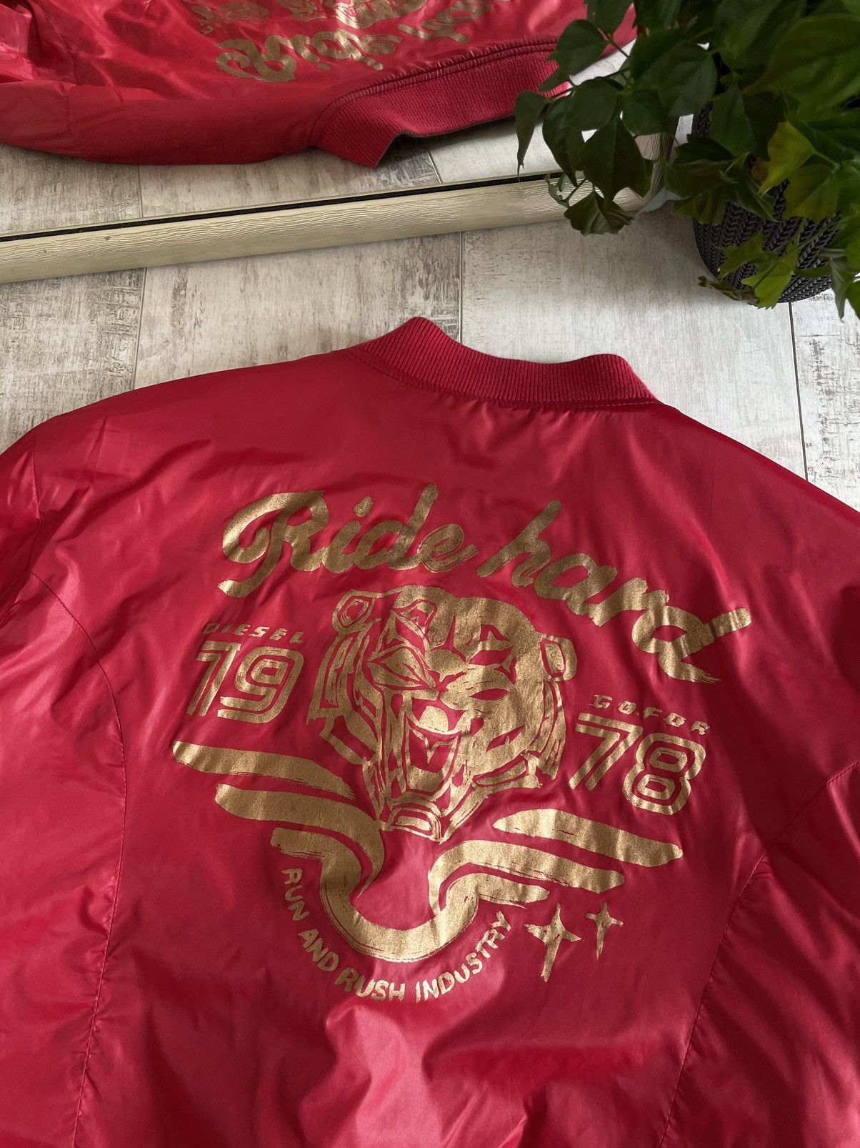 Diesel × Japanese Brand × Vintage Diesel Ride Hard Reversible Jacket Gold Tiger Logo Y2K RARE Size US L / EU 52-54 / 3 - 5 Thumbnail