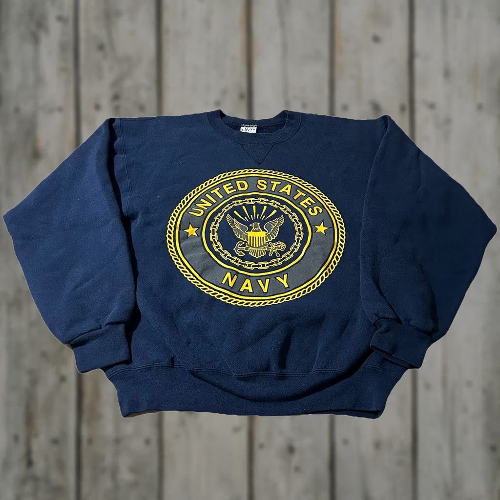 Soffe VINTAGE Soffe Navy Reflective Logo Sweatshirt Size M Blue 90s Mens Pullover Sweatshirt Logo Reflective 90s Theme Size US M / EU 48-50 / 2 - 1 Thumbnail