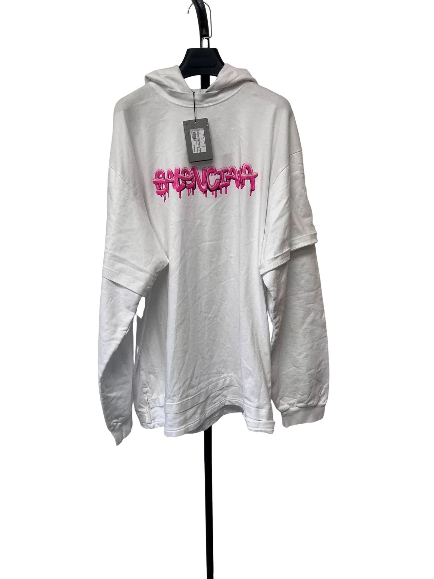 Balenciaga Balenciaga Pink Melting Logo Hoodie White Size L Size US L / EU 52-54 / 3 - 1 Thumbnail