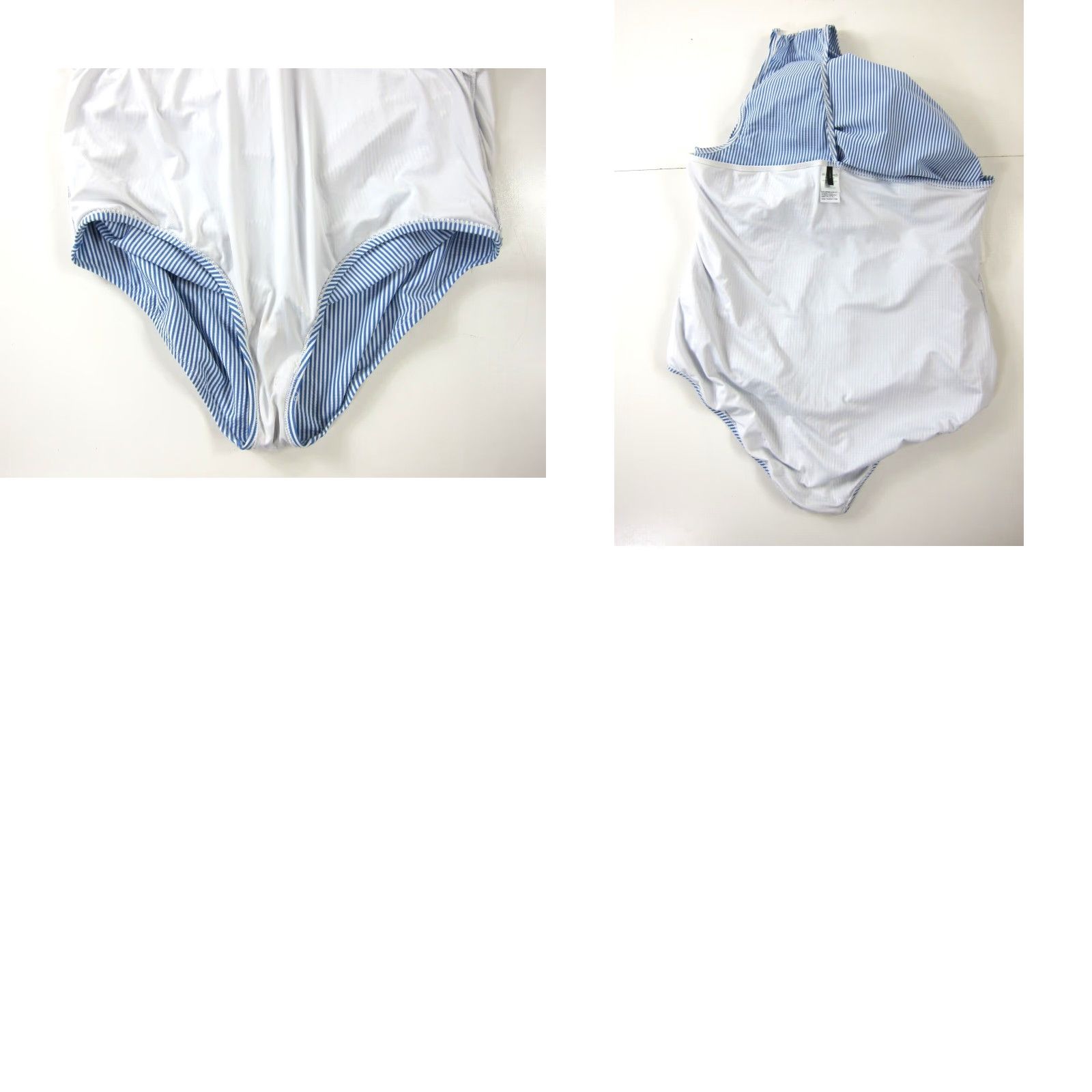 J.Crew VINTAGE J.CREW One Shoulder Built In Bra One Piece Swimsuit Women 20 Stripe Blue White 90s Womens Size ONE SIZE - 8 Thumbnail
