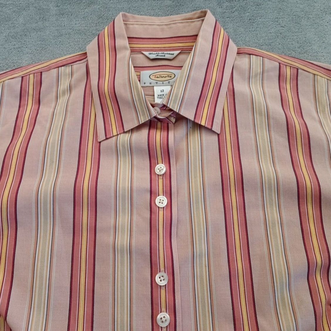 Talbots Talbots Shirt Petites Womens 12P Pink Striped Long Sleeve Button Up Womens Mens? Size XL / US 12-14 / IT 48-50 - 2 Thumbnail