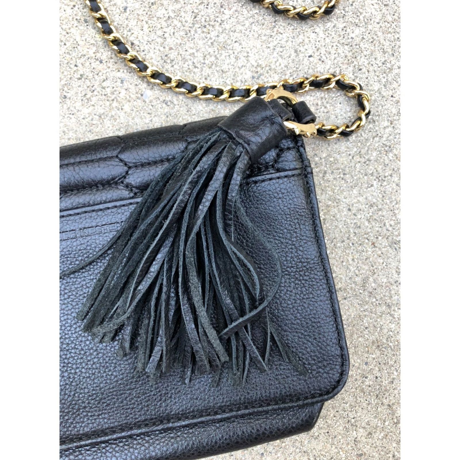Vintage Aimee Kestenberg Black Alexis II Chain Crossbody Bag Purse Women's Leather Quilt Small | Designer Crossbody Bag Mens? Size ONE SIZE - 6 Thumbnail