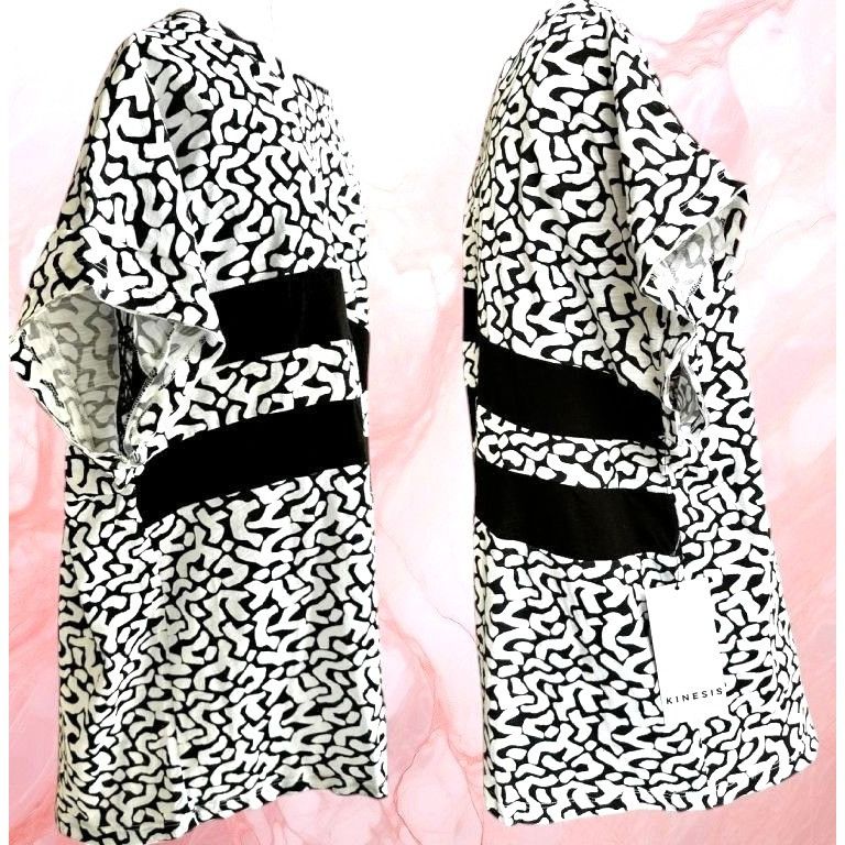 Other NWT Kinesis Pullover Top XL Black White Stripe Abstract Dolm Size XL / US 12-14 / IT 48-50 - 2 Thumbnail