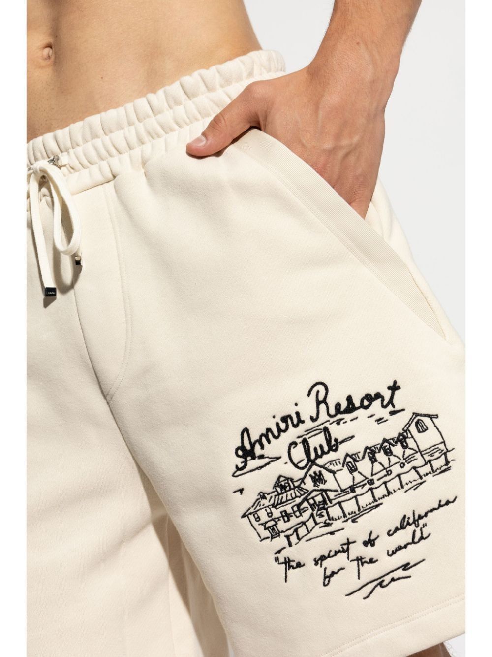 Amiri o1s1wg110625 Spirit Logo Short in Ivory Size US 32 / EU 48 - 4 Thumbnail