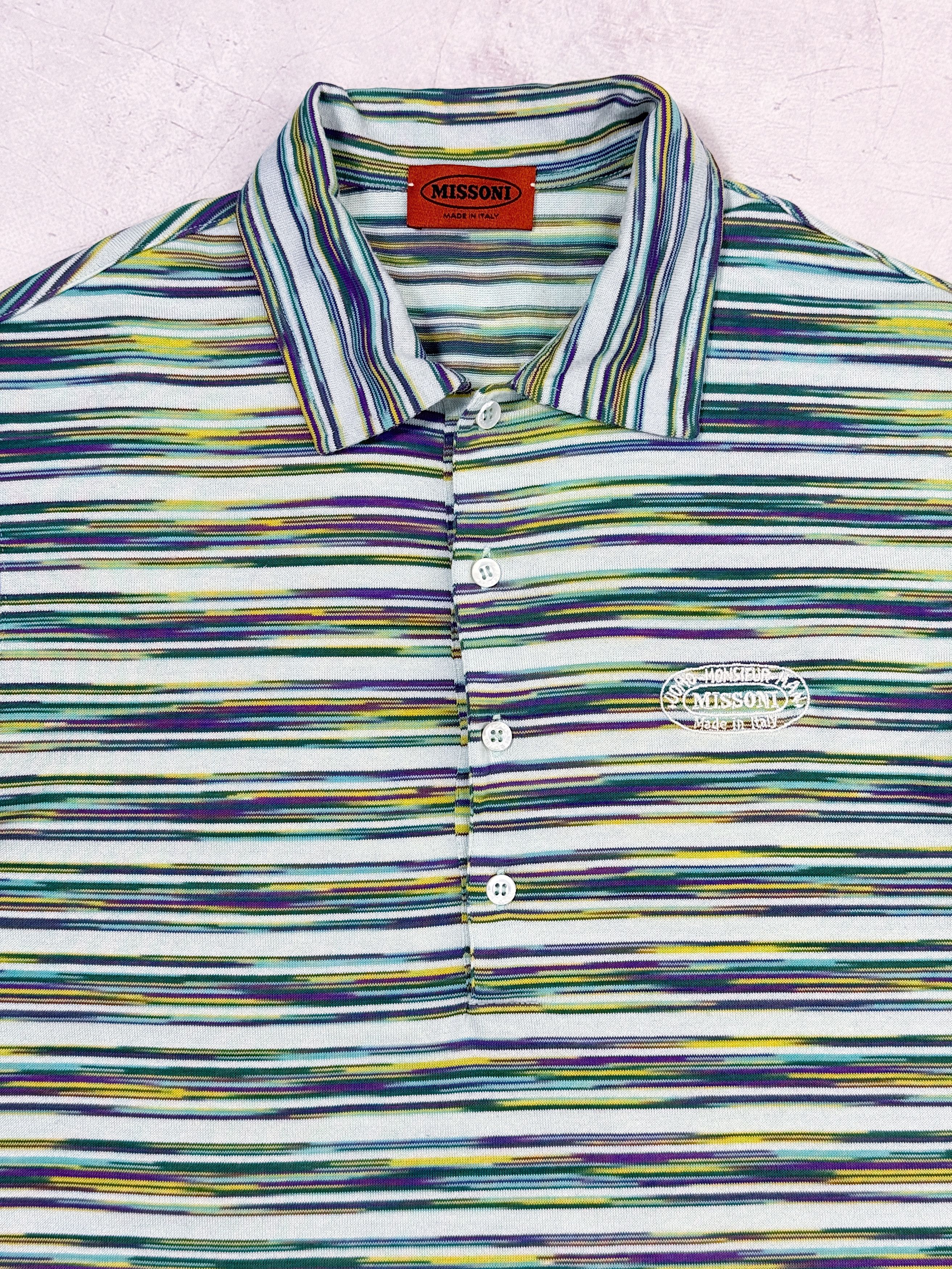 Missoni Missoni Polo T-Shirt Multicolor Abstract Striped Italy Size US M / EU 48-50 / 2 - 3 Thumbnail