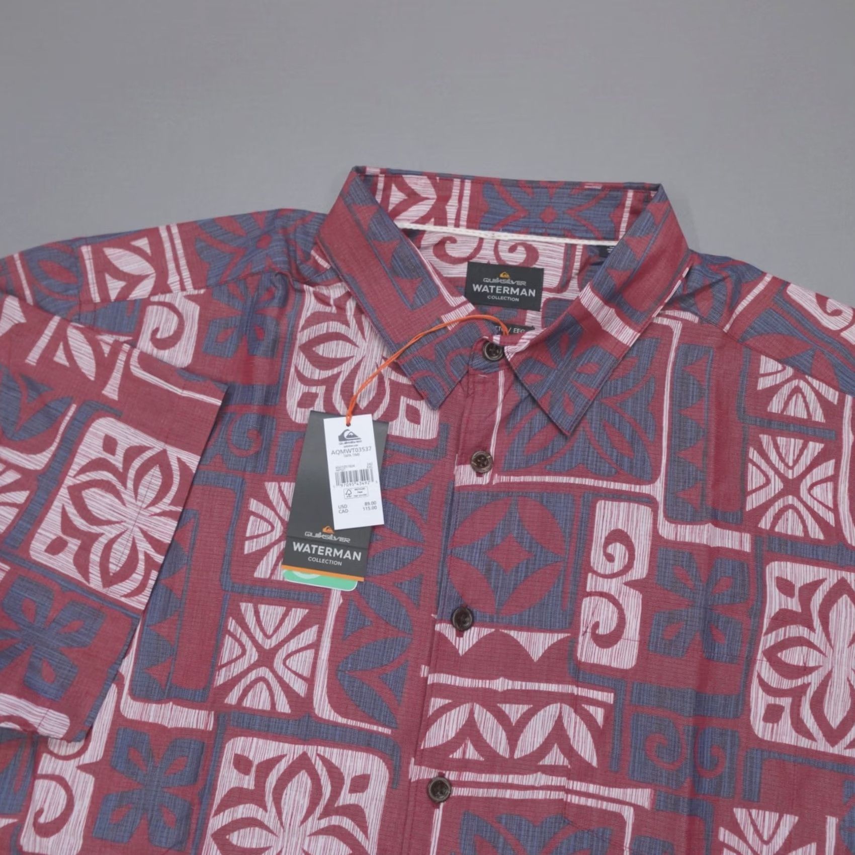 Quiksilver Quiksilver Waterman Tapa Time Geometric S/S Shirt Comfort Fit Men's 2XL Multicolor Short Sleeve Button-Up Collared Pockets Relaxed All Seasons Size US XXL / EU 58 / 5 - 2 Thumbnail