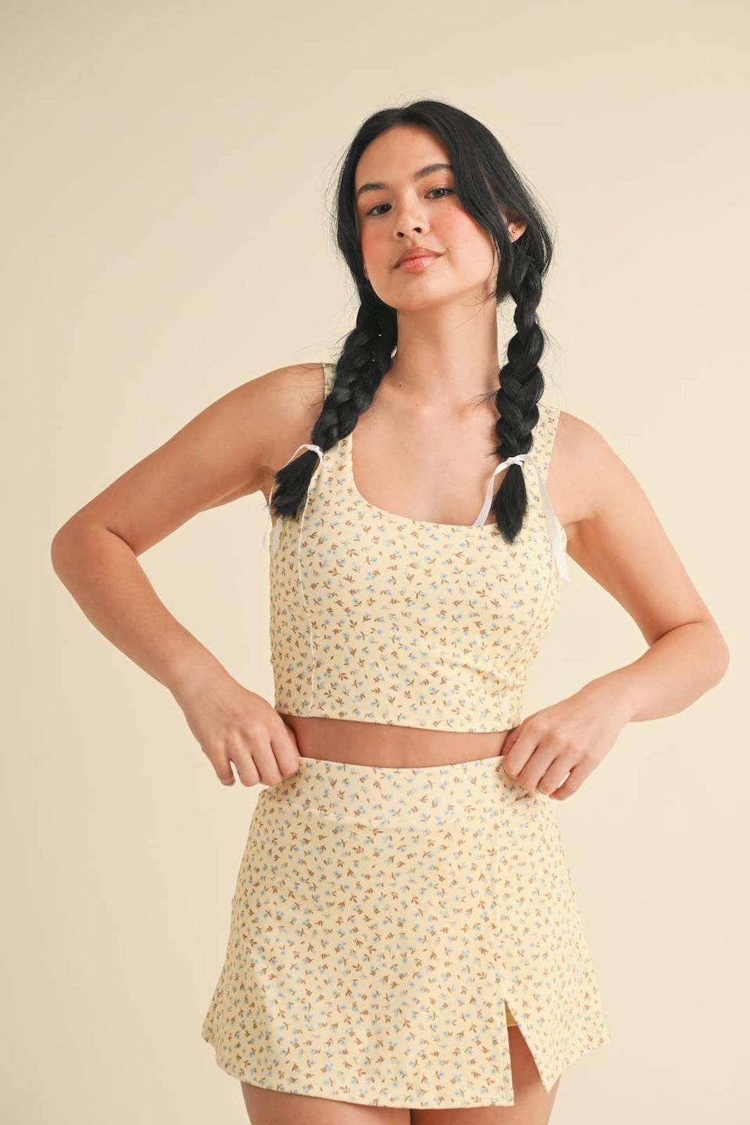 Christian Kimber Ditsy Print Twist Back Crop Tank by Kimberly C Size ONE SIZE - 6 Thumbnail