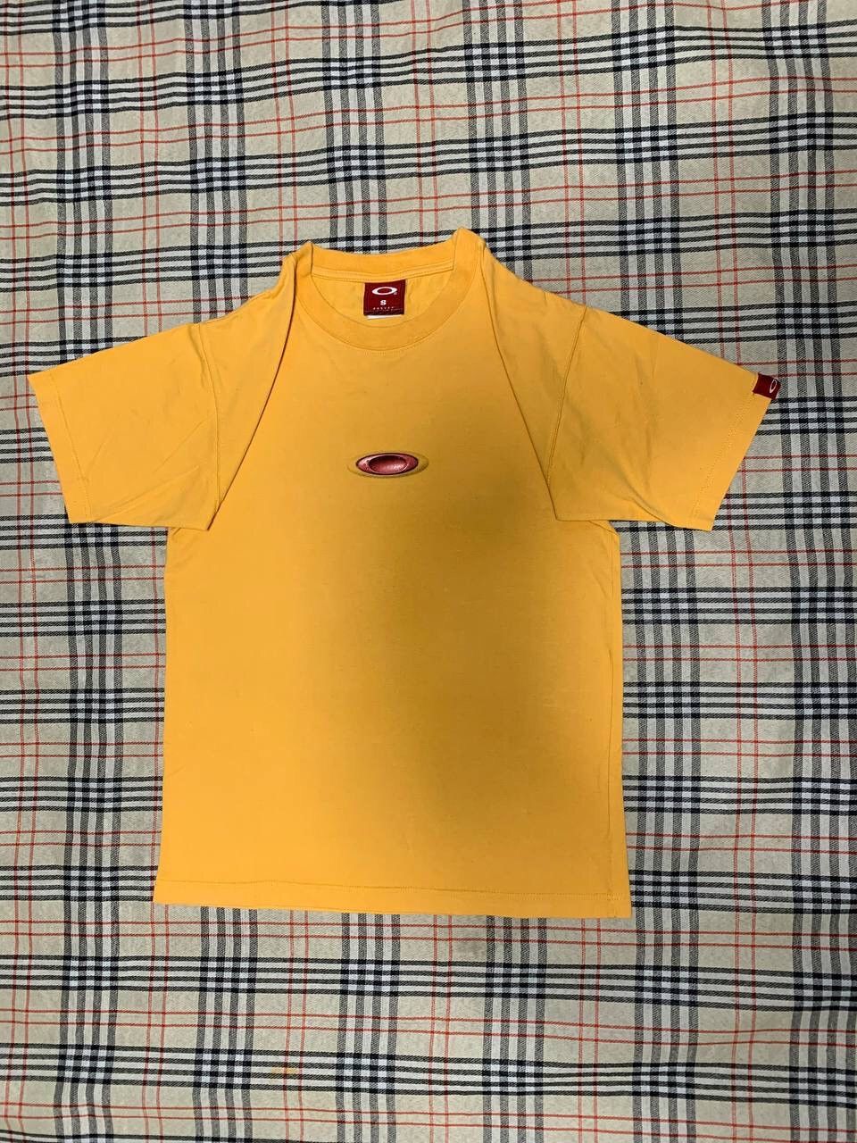 image of Oakley Y2K Center Logo T Shirt in Yellow, Men's (Size Small)