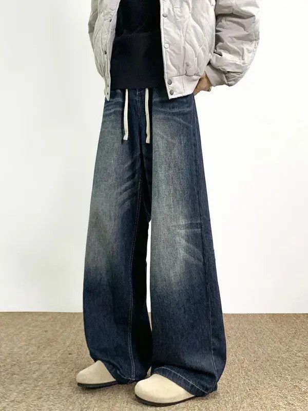 Japanese Brand Retro loose washed straight leg jeans Size US 32 / EU 48 - 6 Thumbnail