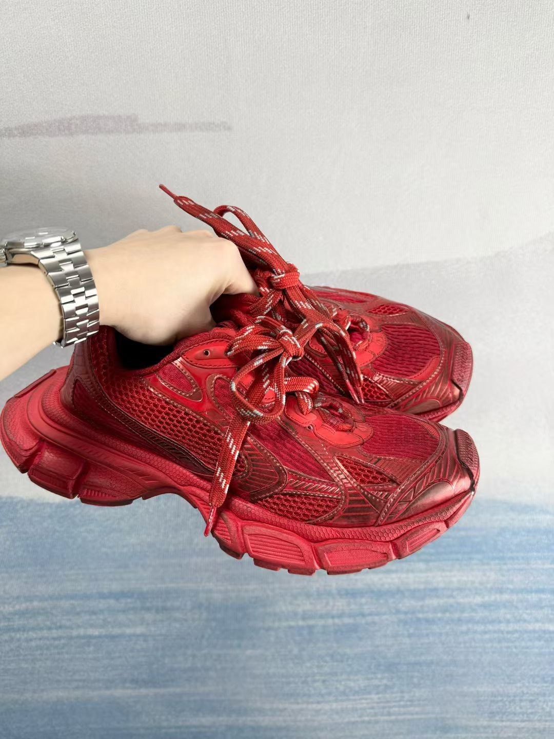 Balenciaga Balenciaga Distressed Red Lowtop Sneakers 10 Men Size US 10 / EU 43 - 1 Thumbnail