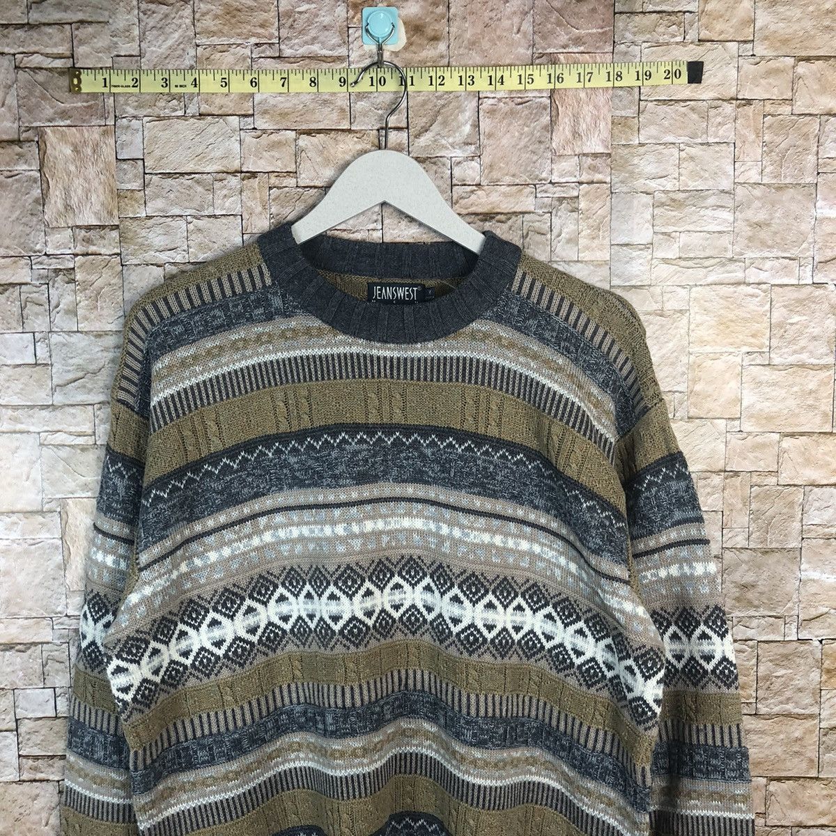Vintage Jeans West Brown stripe design Knitwear #A31 Size M / US 6-8 / IT 42-44 - 2 Thumbnail