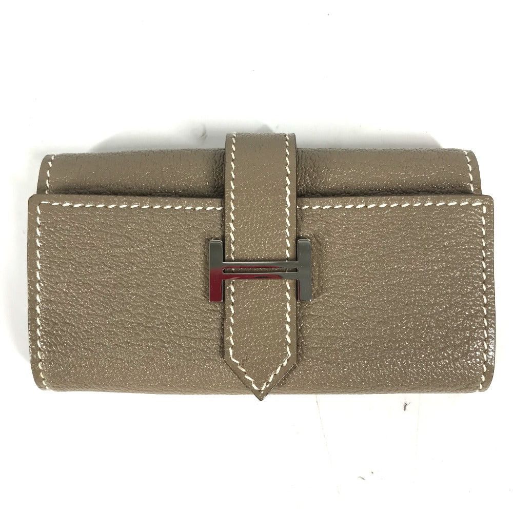 Hermes Hermes 4-Row Key Case Bear H Logo Chevre Women Ethupe Beige Size ONE SIZE - 1 Thumbnail