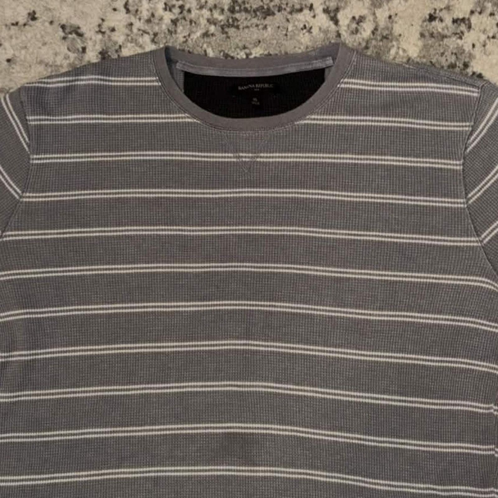 Banana Republic Y2K Striped Waffle Knit Banana Republic Thermal Shirt Size US XL / EU 56 / 4 - 3 Thumbnail