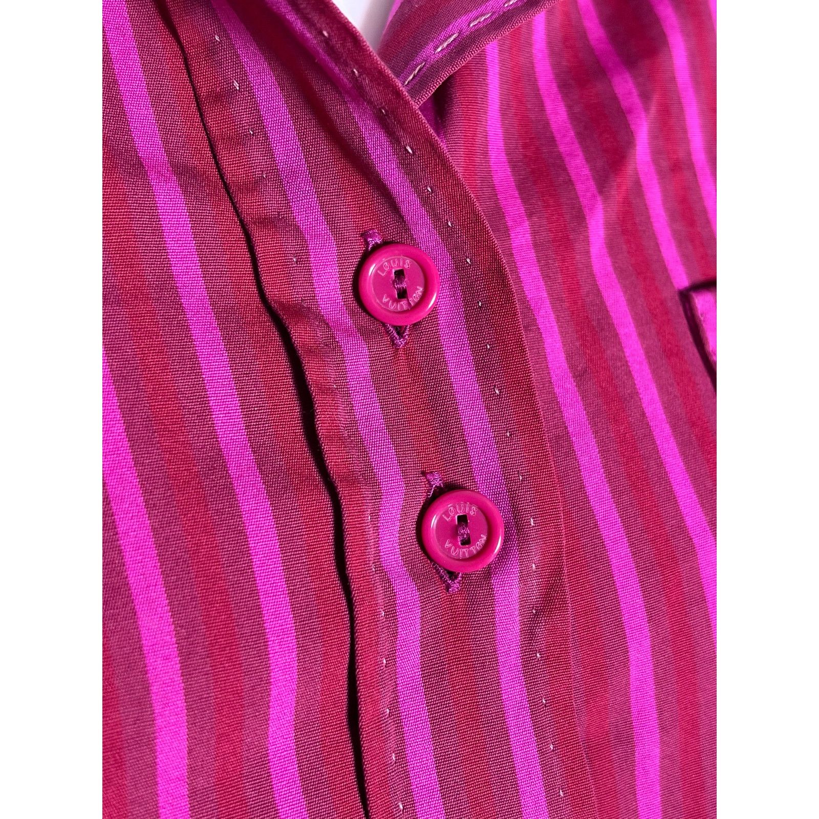 Louis Vuitton Y2K Louis Vuitton Magenta Pink and Red Button Down Blouse Size S / US 4 / IT 40 - 11 Thumbnail