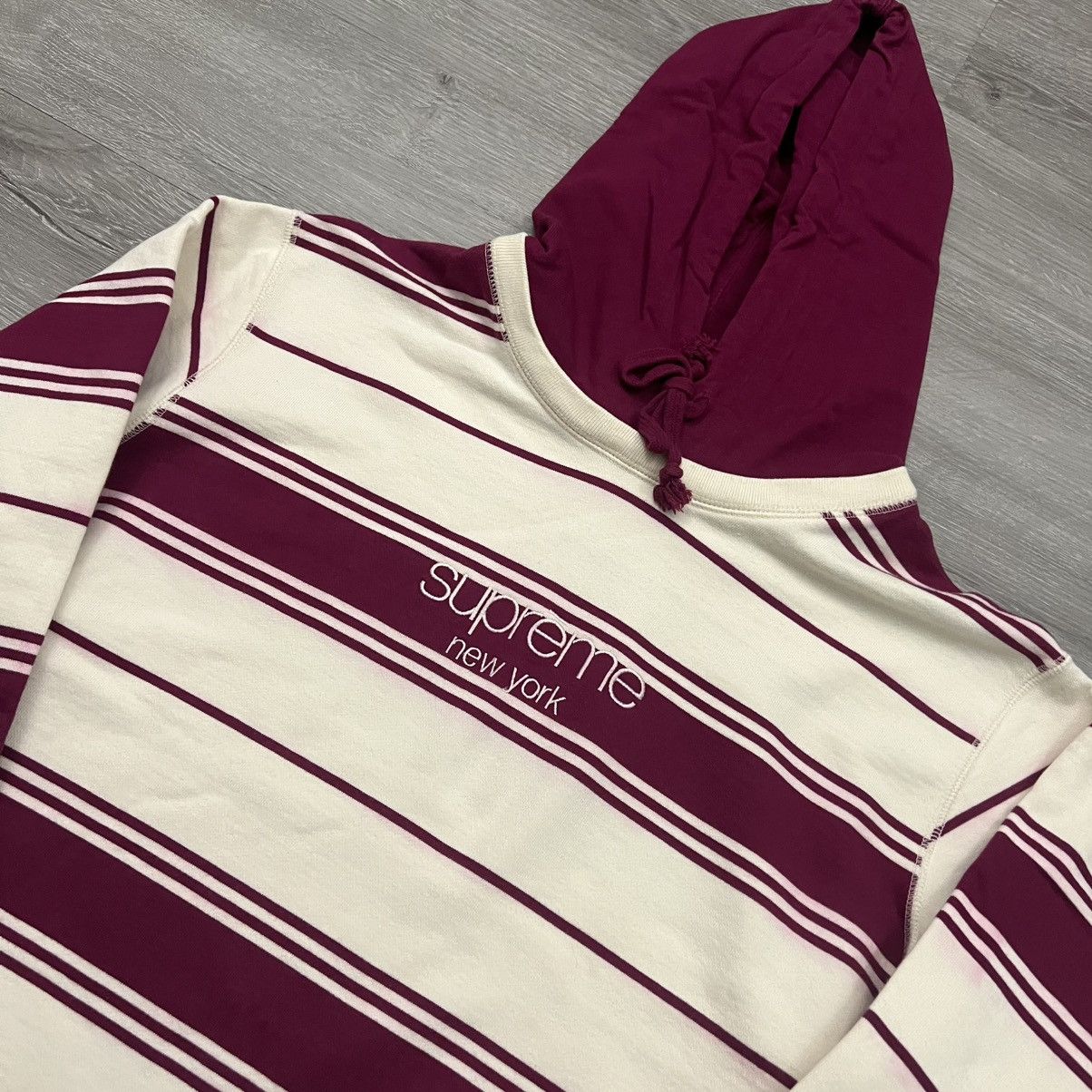 Supreme Supreme Striped Hooded Crewneck FW16 Size US M / EU 48-50 / 2 - 18 Thumbnail