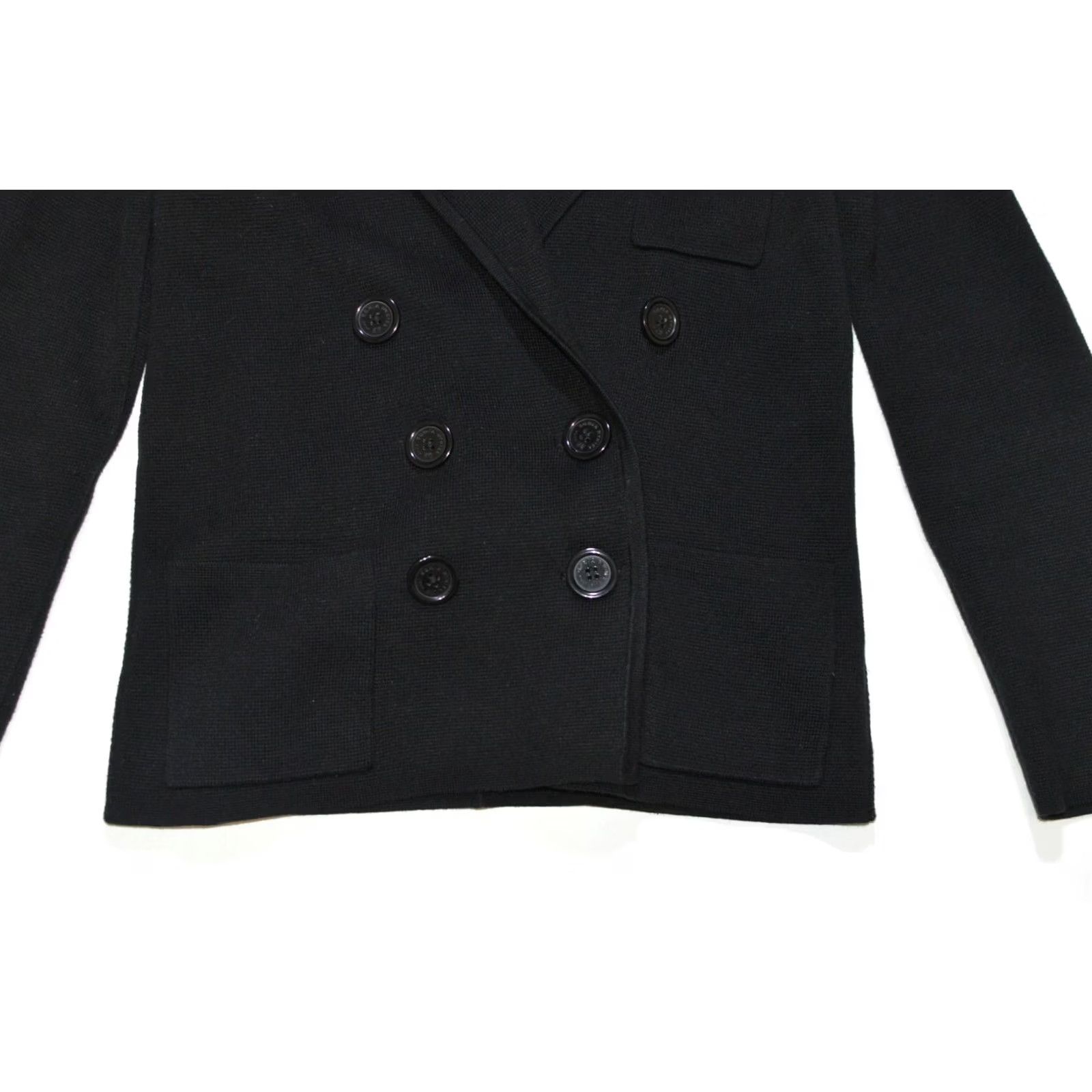 Vintage Wmns Sonia Rykiel x H&M Pima Cotton Sweater Blazer Jacket XS Women Cardigan Black 100% Cotton 1990s 2000s Men/Women not applicable Size XS / US 0-2 / IT 36-38 - 3 Thumbnail