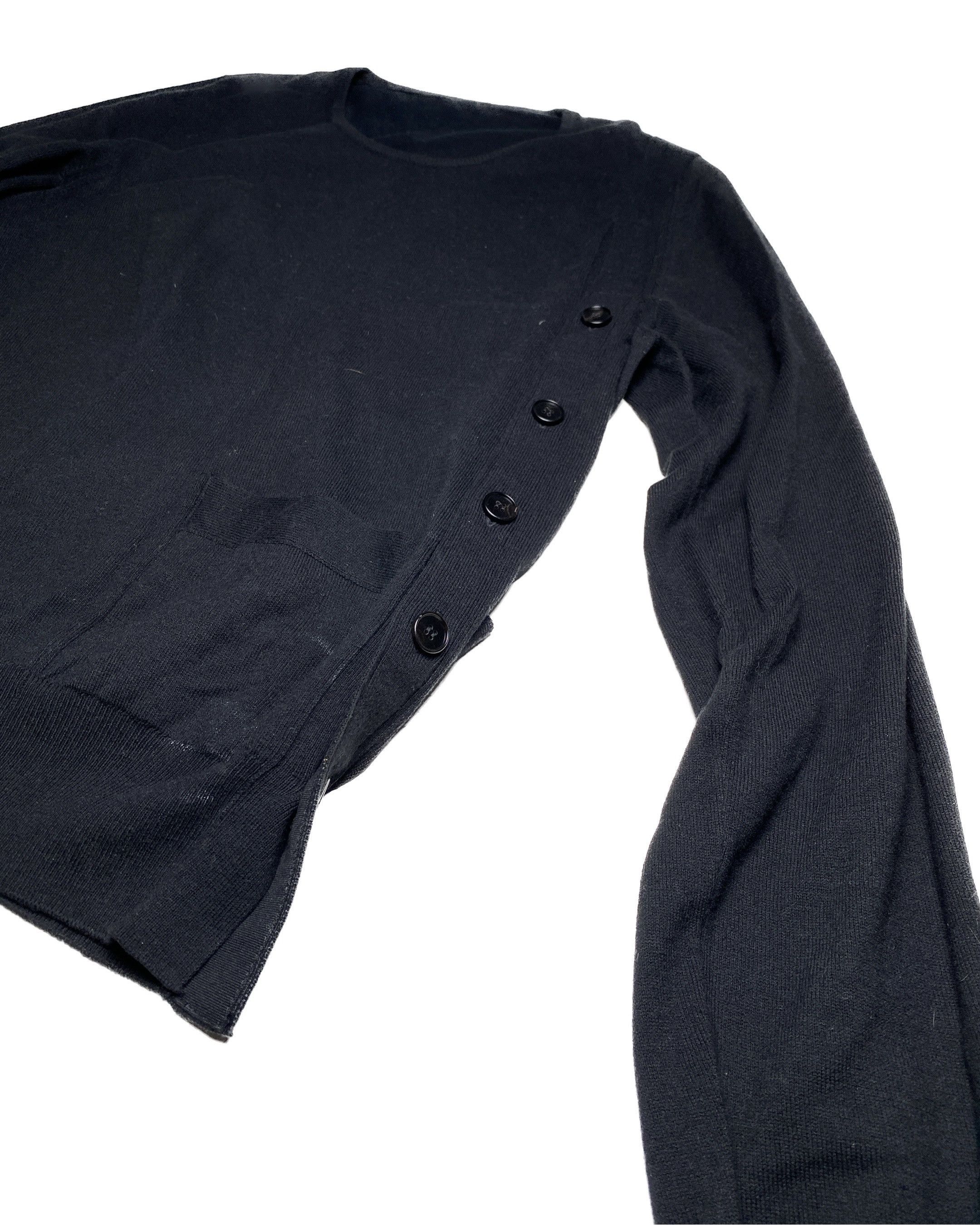 image of Maison Margiela S/s 17 Black Cotton Wool Side Button Sweater, Men's (Size Medium)