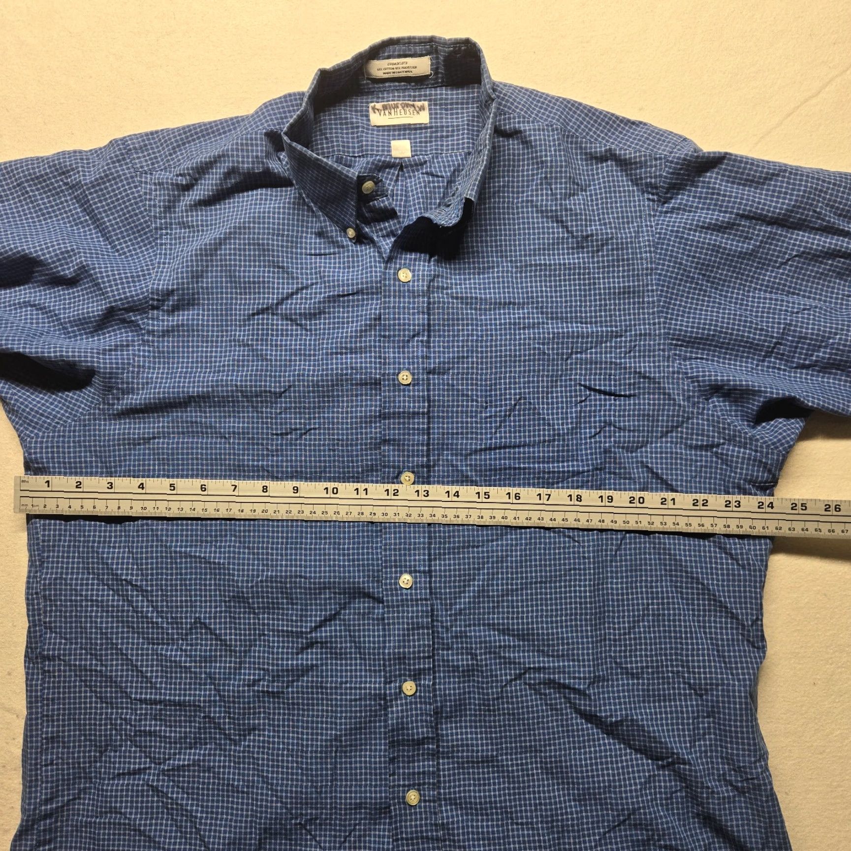 Van Heusen Van Heusen Blue Checkered Button-Down Dress Shirt Adult Men 17 Regular Fit Size US XL / EU 56 / 4 - 4 Thumbnail