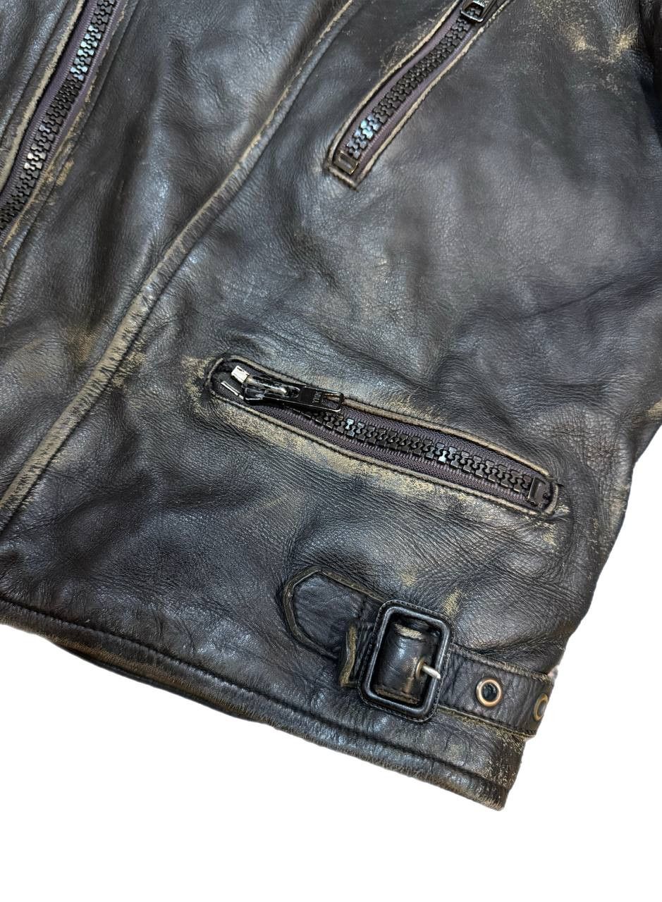 Vintage Vintage 80s Wolf Leathers Distressed Biker Jacket Cafe Racer Size US M / EU 48-50 / 2 - 6 Thumbnail