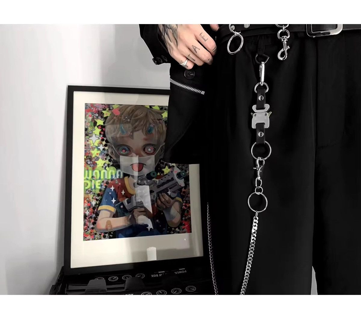 Japanese Brand × Jewelry Fashion Multifunctional Cowhide Ieather Pants Chain Size ONE SIZE - 4 Thumbnail