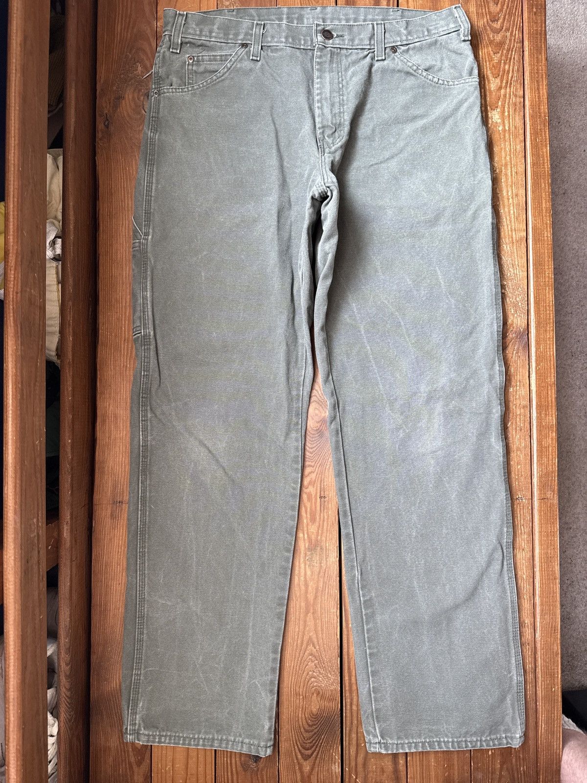 Dickies Vintage 90s Dickies Green Canvas Carpenter Work Pants Size US 34 / EU 50 - 2 Thumbnail